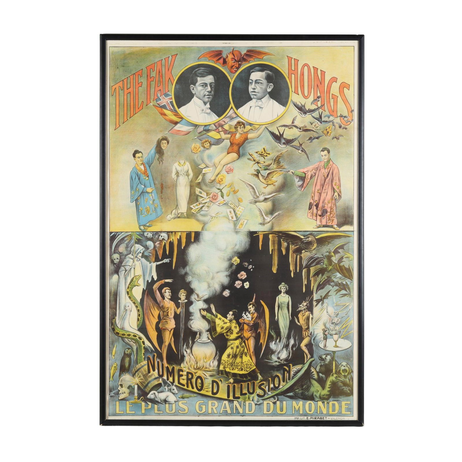 Vintage French Poster, The Fak Hongs Numero D'Illusion Le Plus Grand Du Monde (1 of 5)