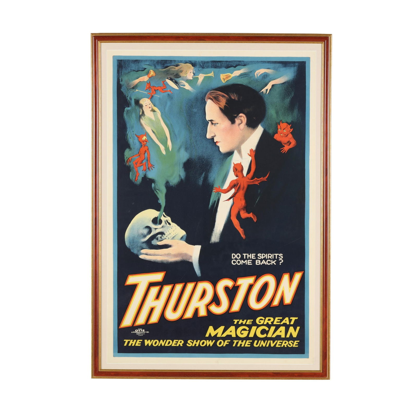 Howard Thurston Vintage Poster, Do The Spirits Come Back?: Howard Thurston Vintage Poster, Do The Spirits Come Back?The Great Magician / The Wonder Show of the Universe, lithographic poster in colors, circa 1928, printed by the Otis Lithograph Co., Cleveland,