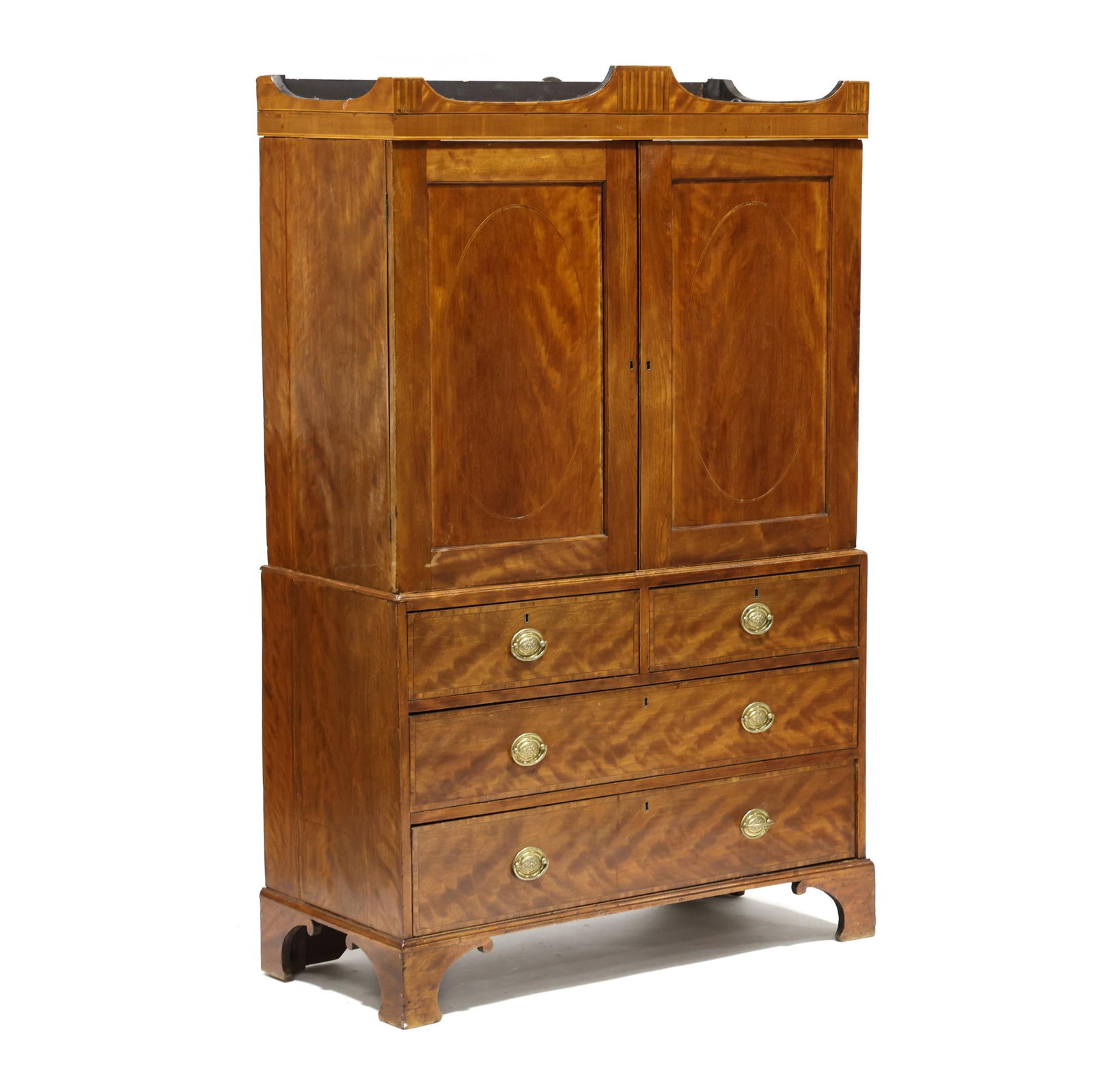 George III Inlaid Mahogany Linen Press (1 of 14)