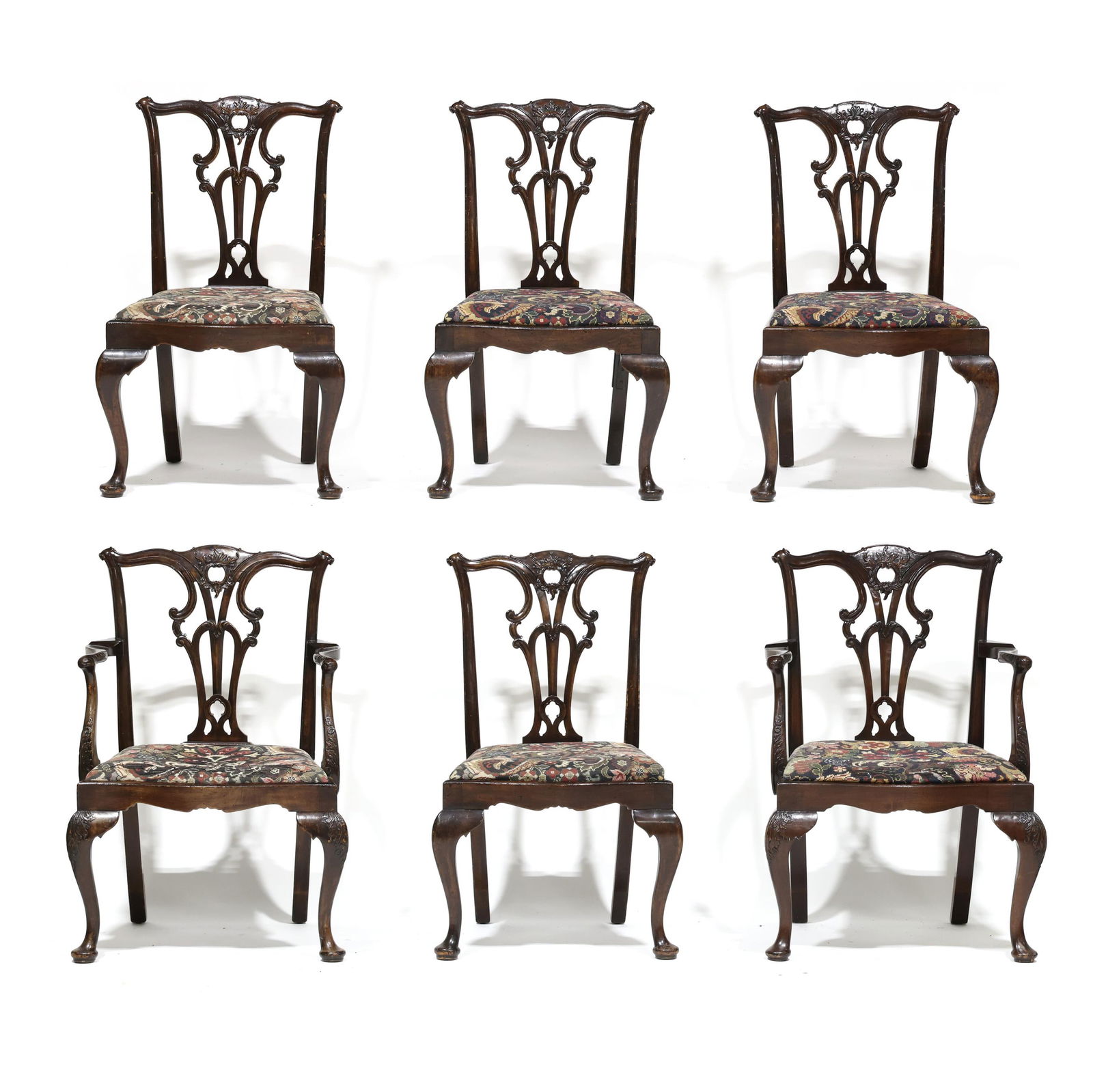 Six Antique Chippendale Style Carved Mahogany Dining Chairs (1 of 17)