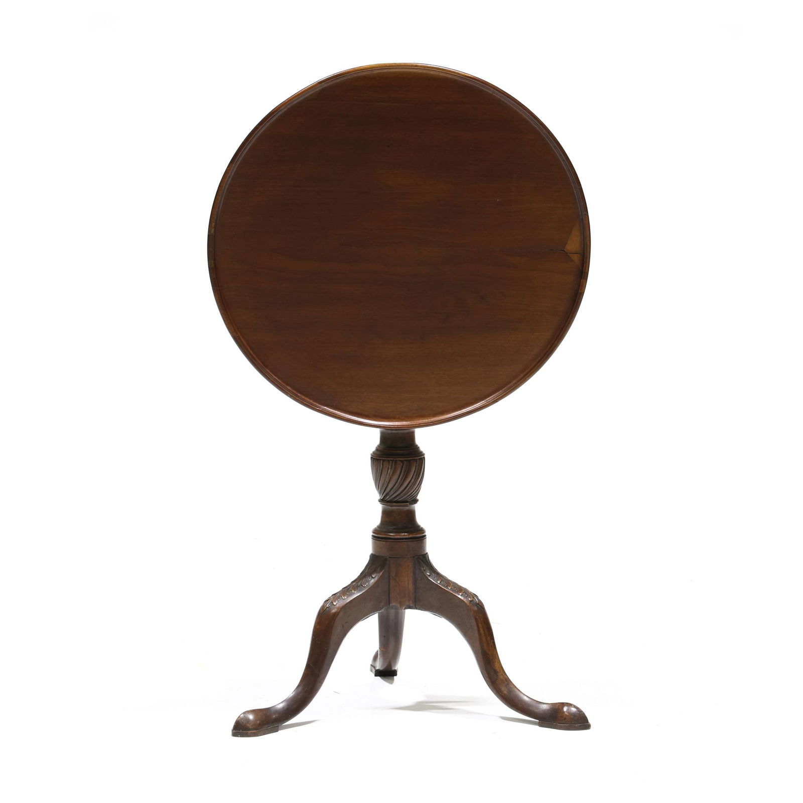Irish Queen Anne Carved Mahogany Tilt Top Candle Stand (1 of 6)