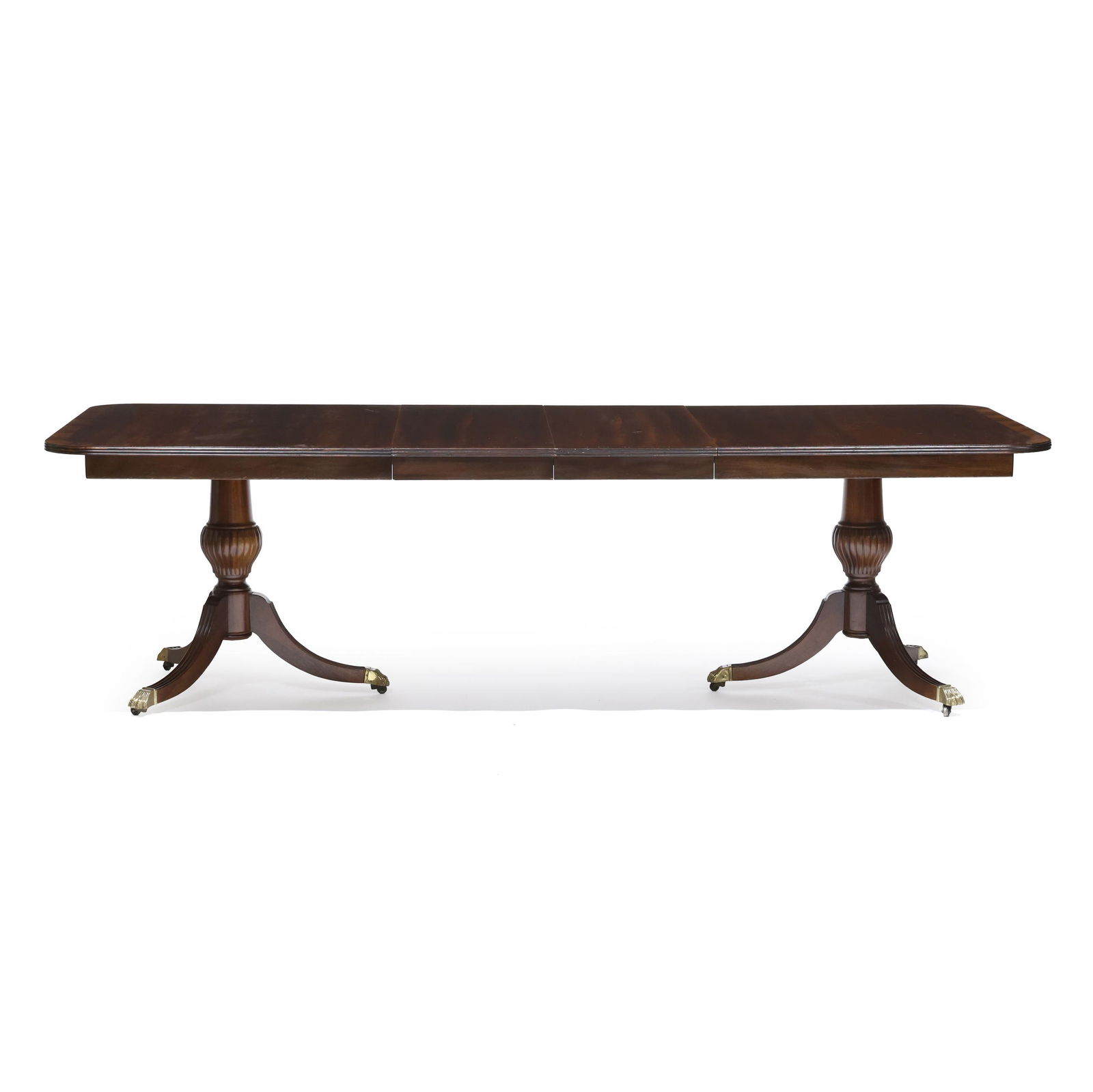 Regency Style Banded Mahogany Double Pedestal Dining Table (1 of 7)