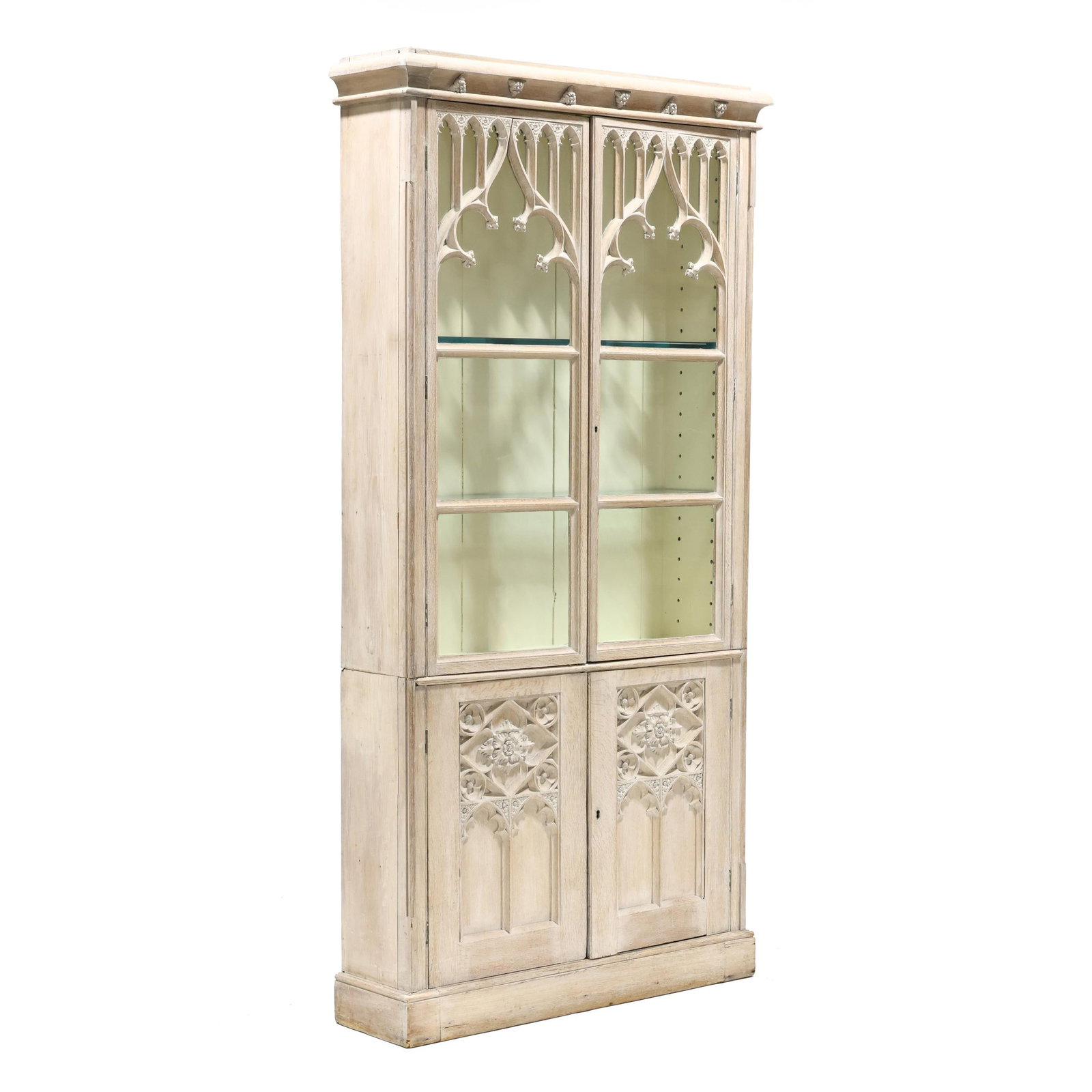 Gothic Revival Lime Washed Oak Cabinet (1 of 7)