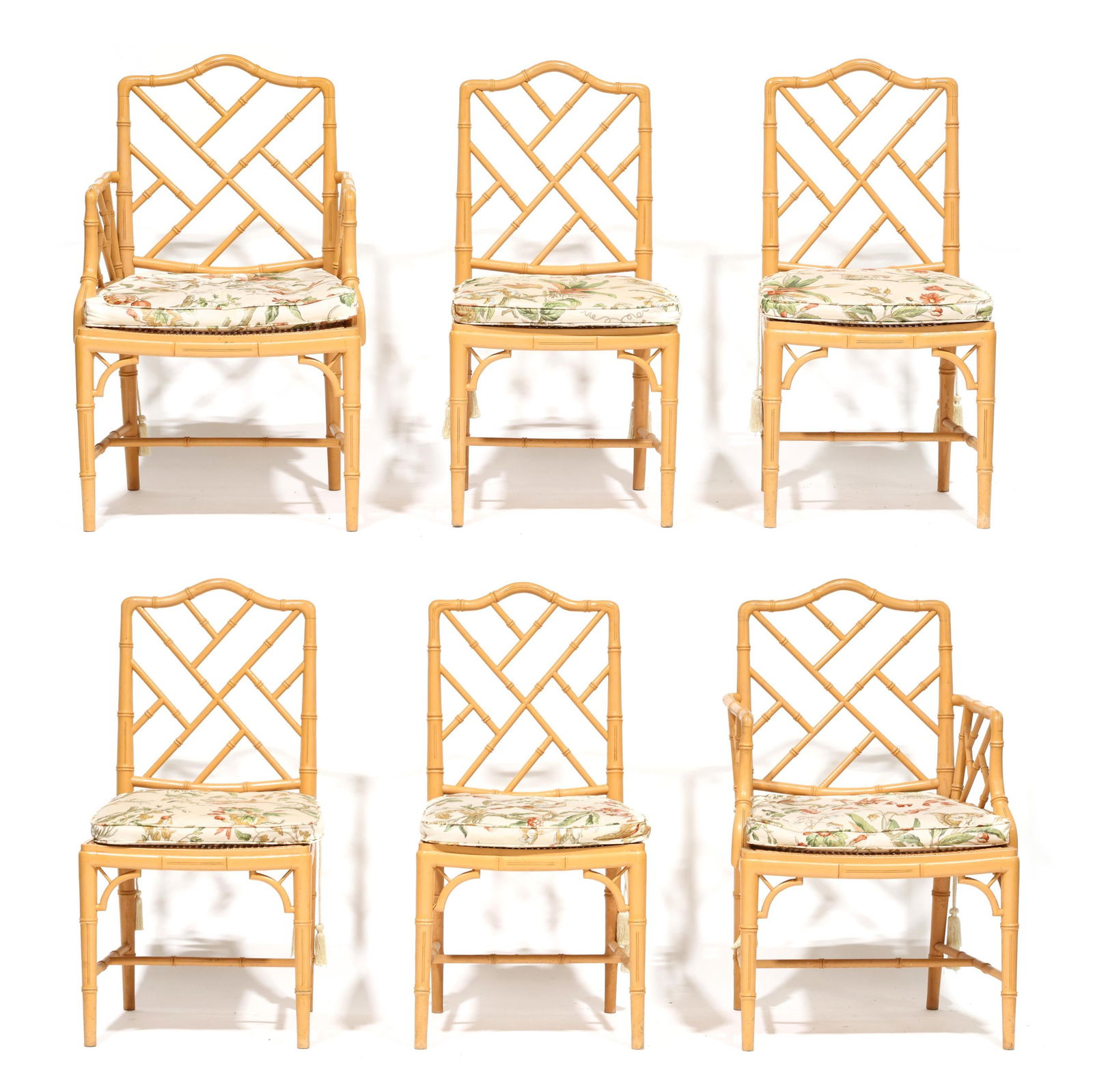 Set of Six Chinese Chippendale Style Painted Dining Chairs (1 of 11)