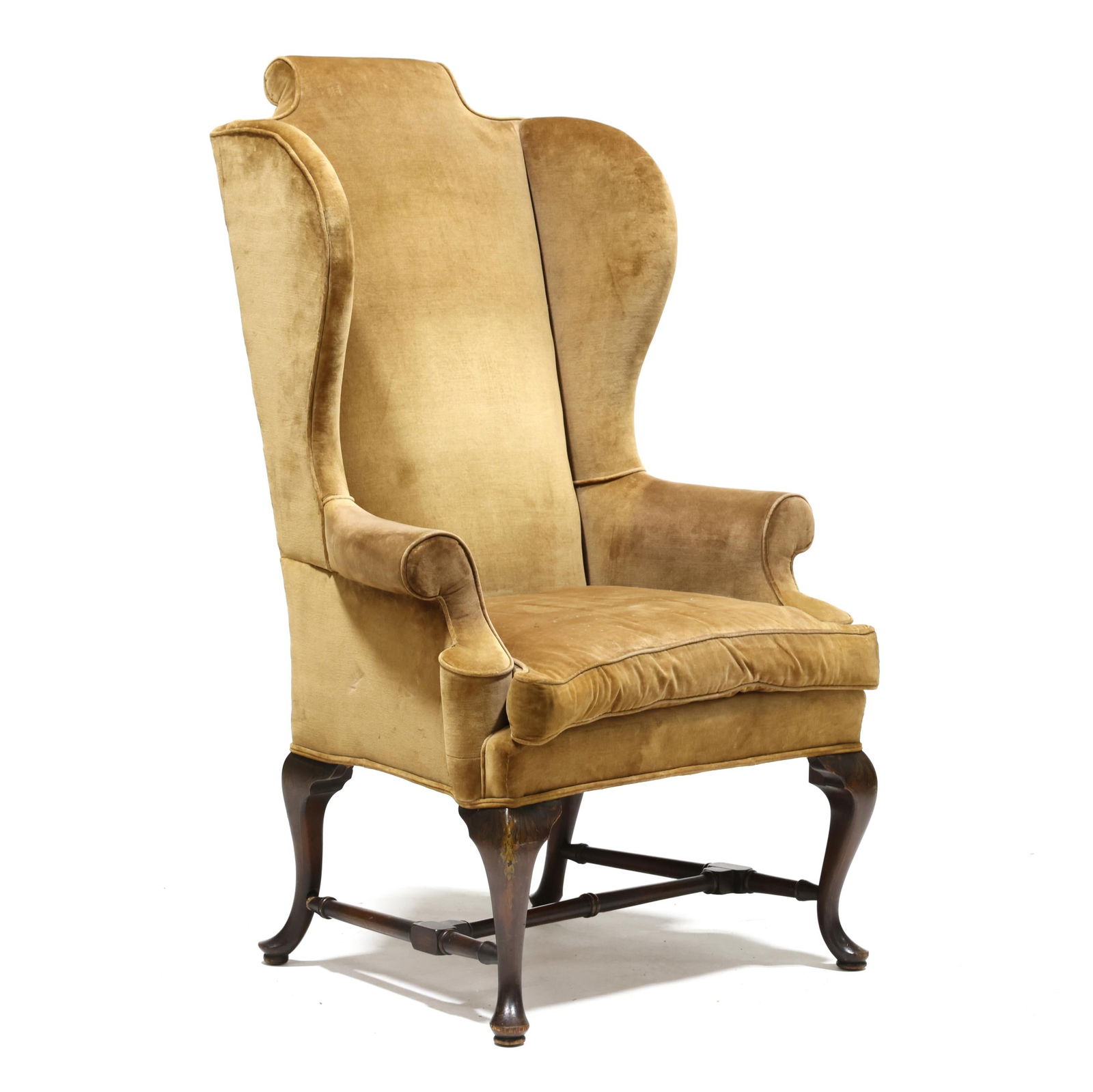 Queen Anne Style High Back Easy Chair with Stenciled Decoration (1 of 8)