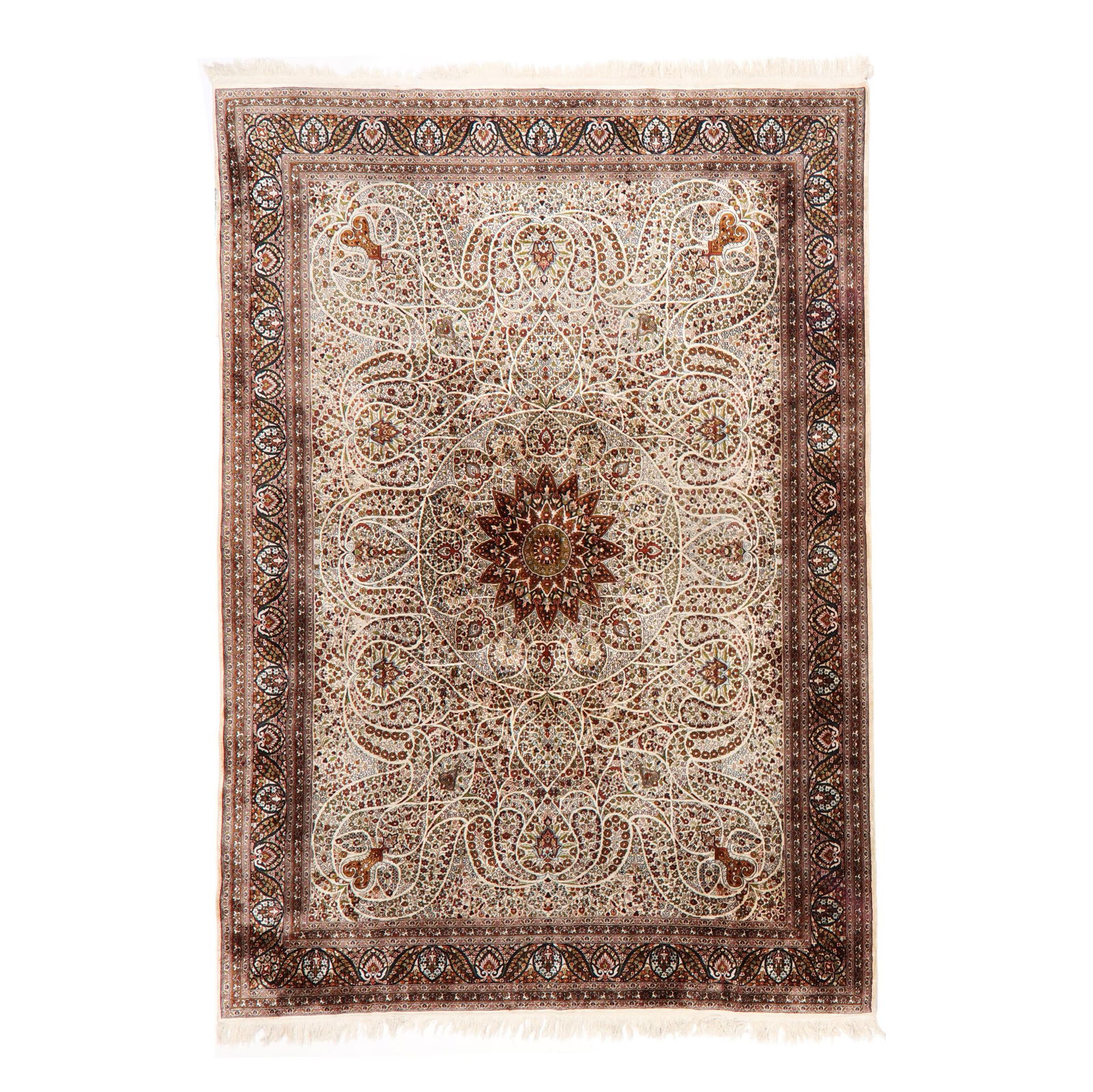 Kerman Style Silk Carpet (1 of 3)