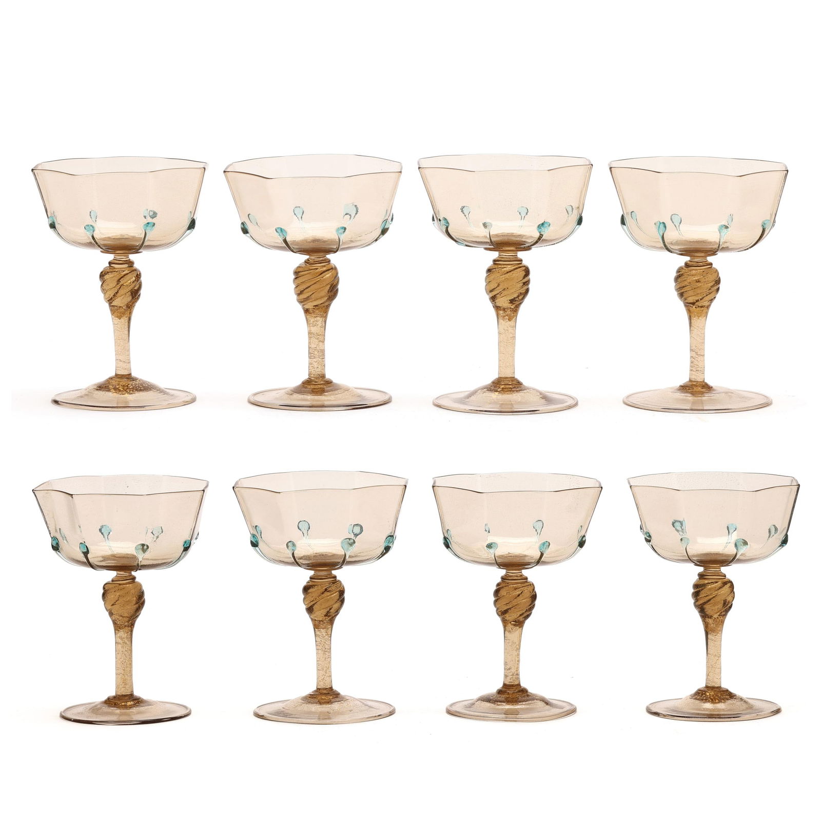 attributed Salviati, Set of Eight Venetian Glass Coupes (1 of 7)