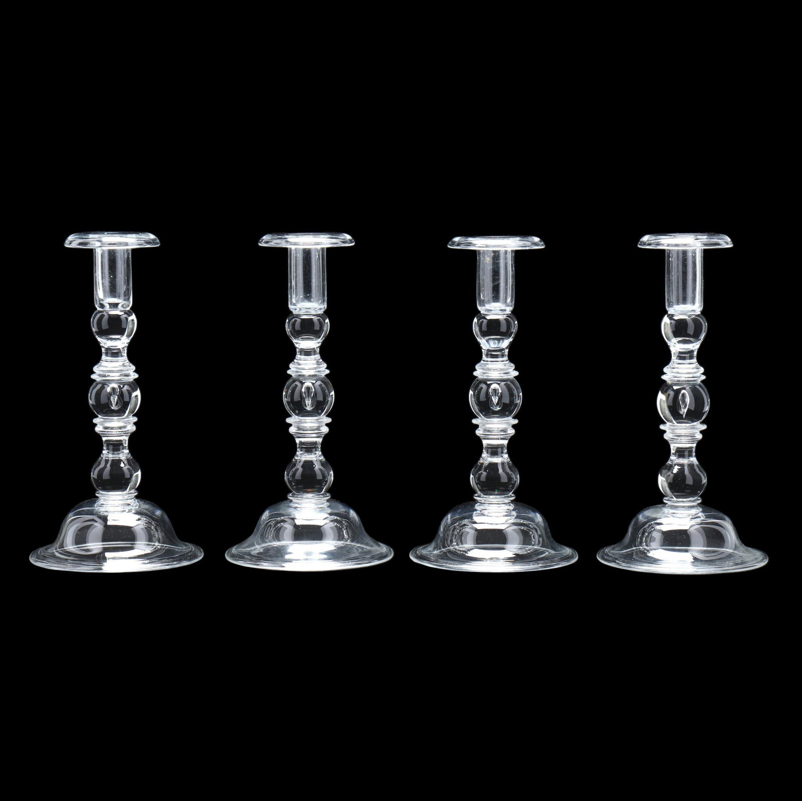 Set of Four Steuben "Teadrop" Glass Candlesticks (1 of 6)