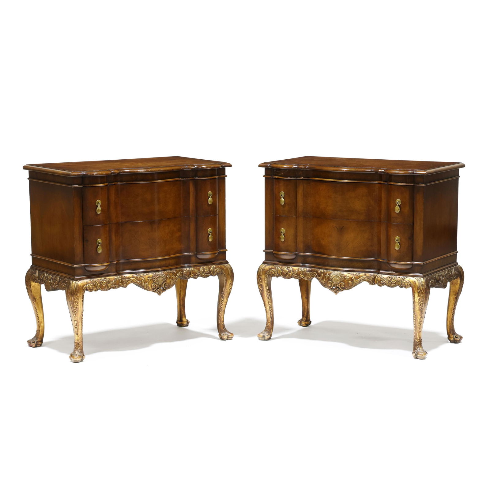 Pair of Italianate Burl and Parcel Gilt Walnut Diminutive Commodes (1 of 13)