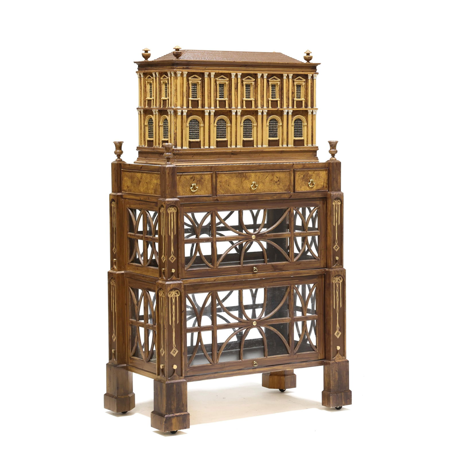Carved and Painted Barrister Bookcase with Architectural Model (1 of 12)
