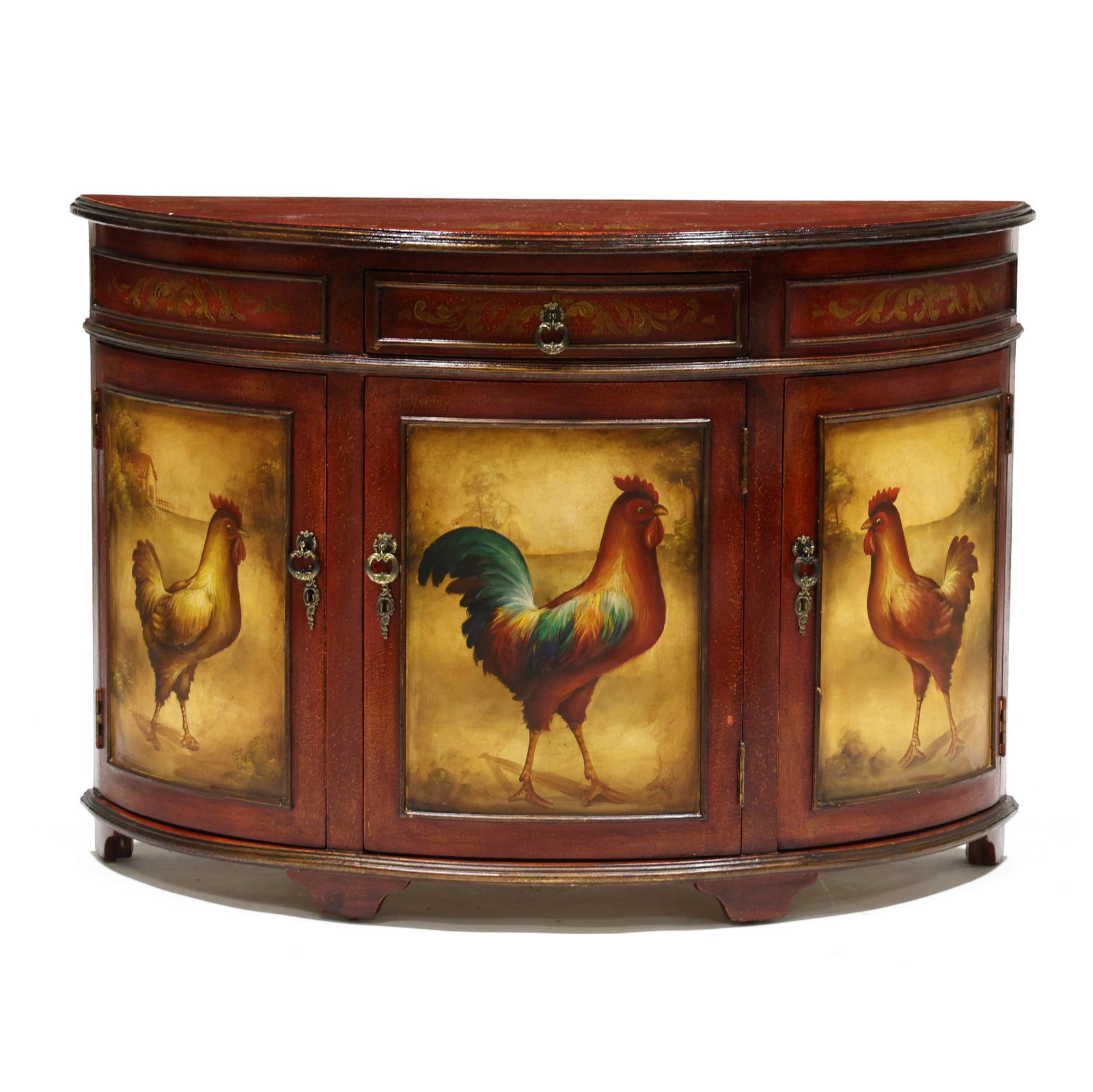 Maitland Smith, Contiental Paint Decorated Demilune Cabinet (1 of 14)