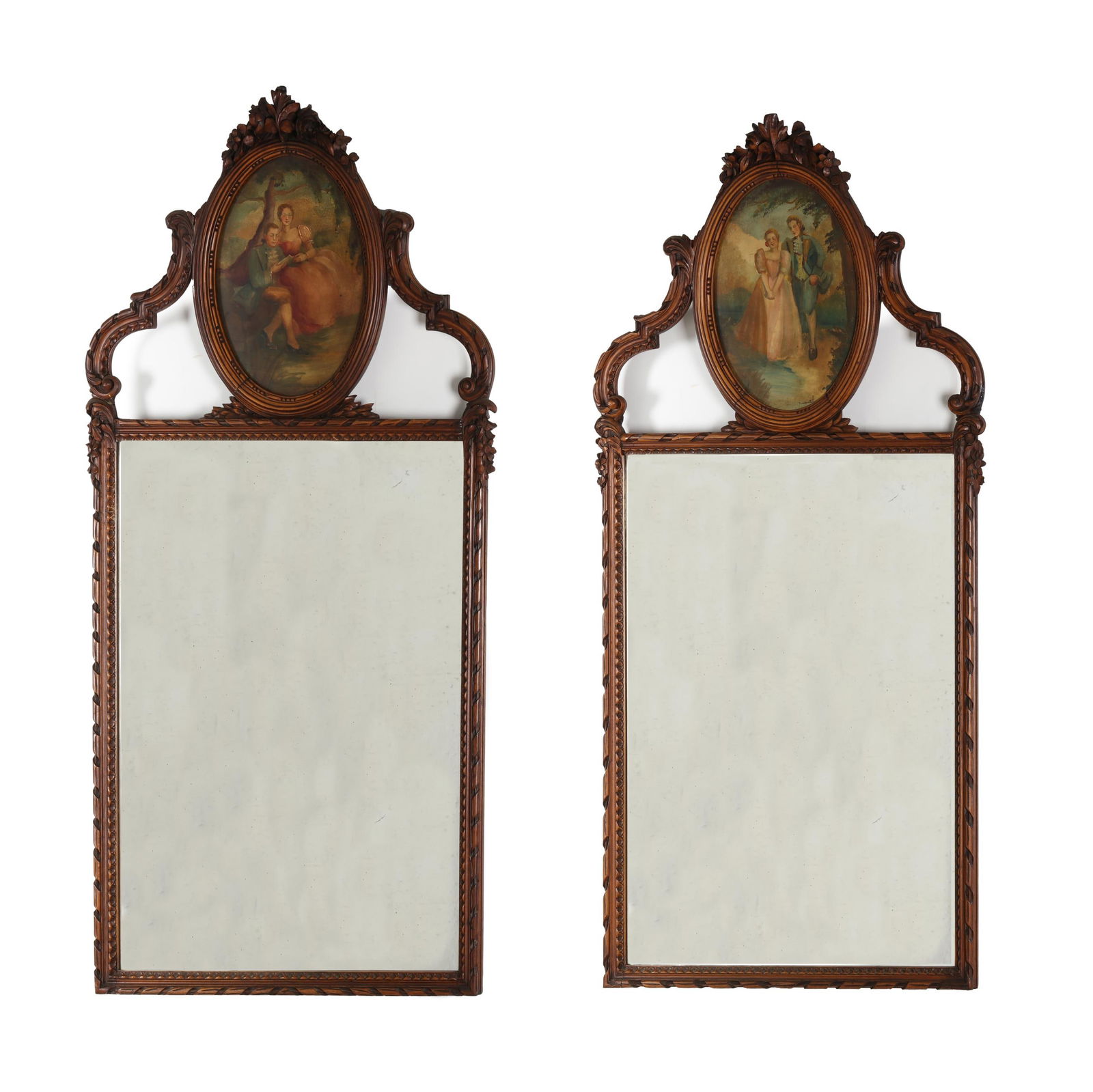 Pair of Louis XVI Style Carved and Painted Mirrors (1 of 19)