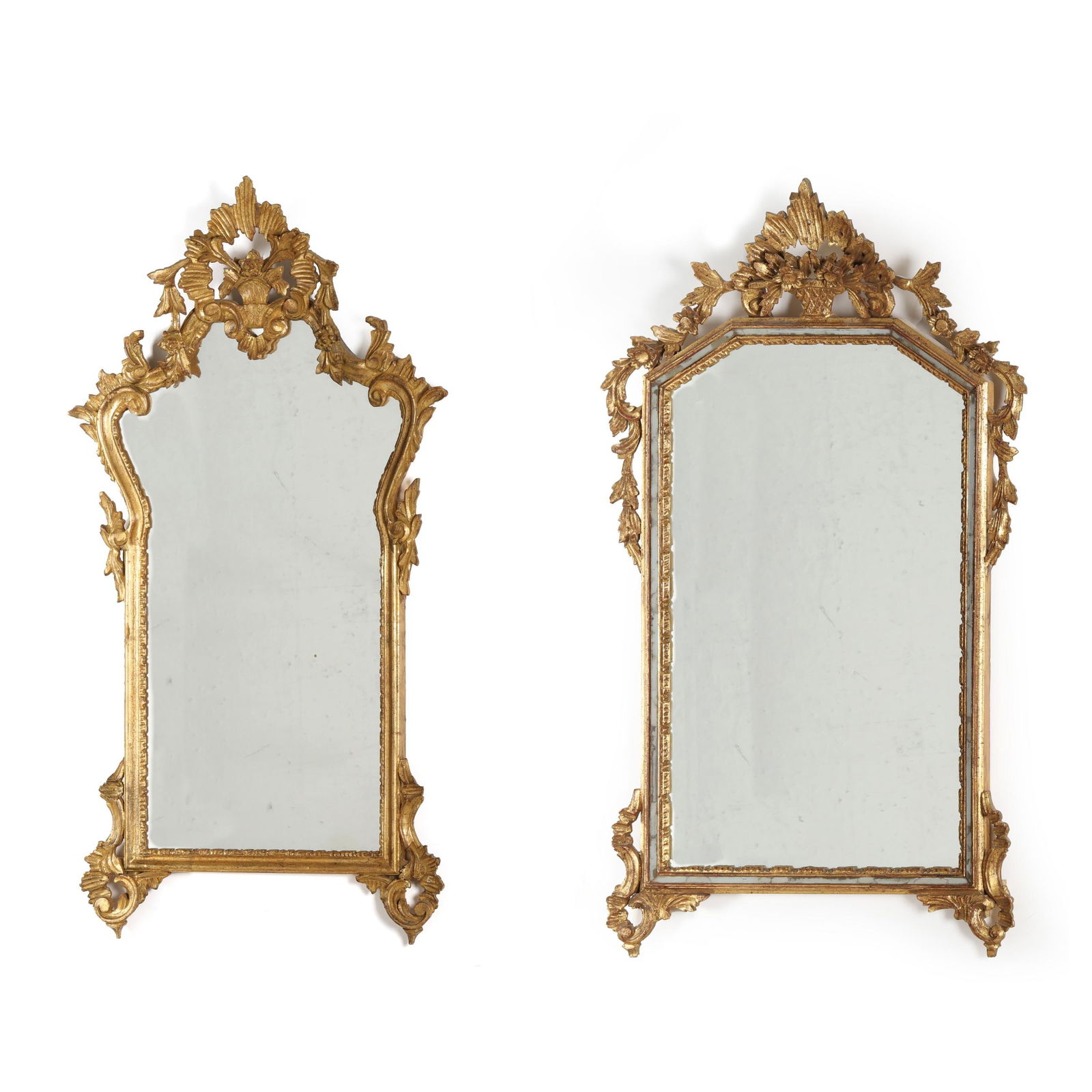 Two Similar Italian Small Rococo Style Carved and Gilt Mirrors (1 of 12)
