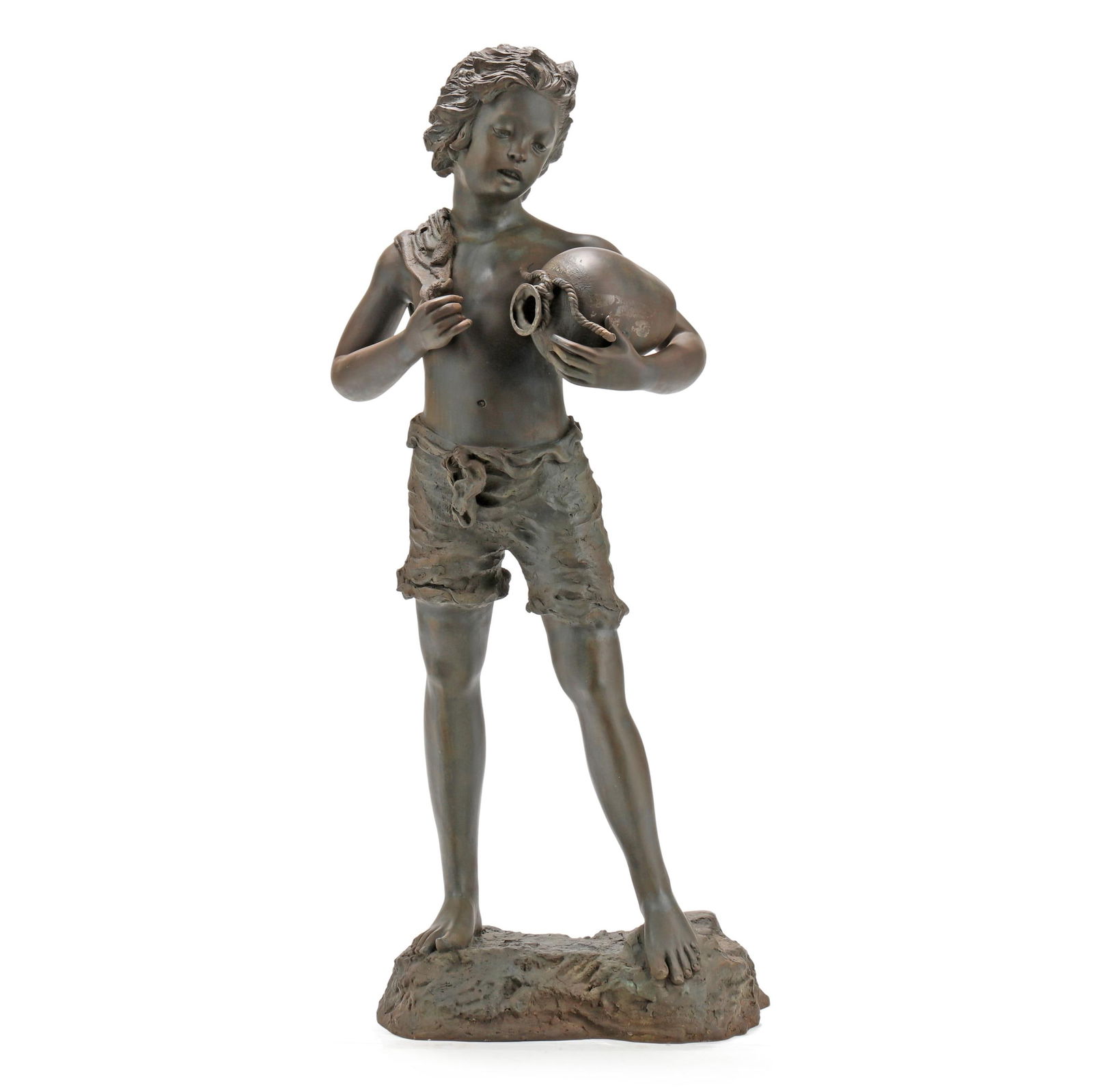 Large Neoclassical Style Bronze Fountain Statue, Boy with Water Vessel (1 of 11)