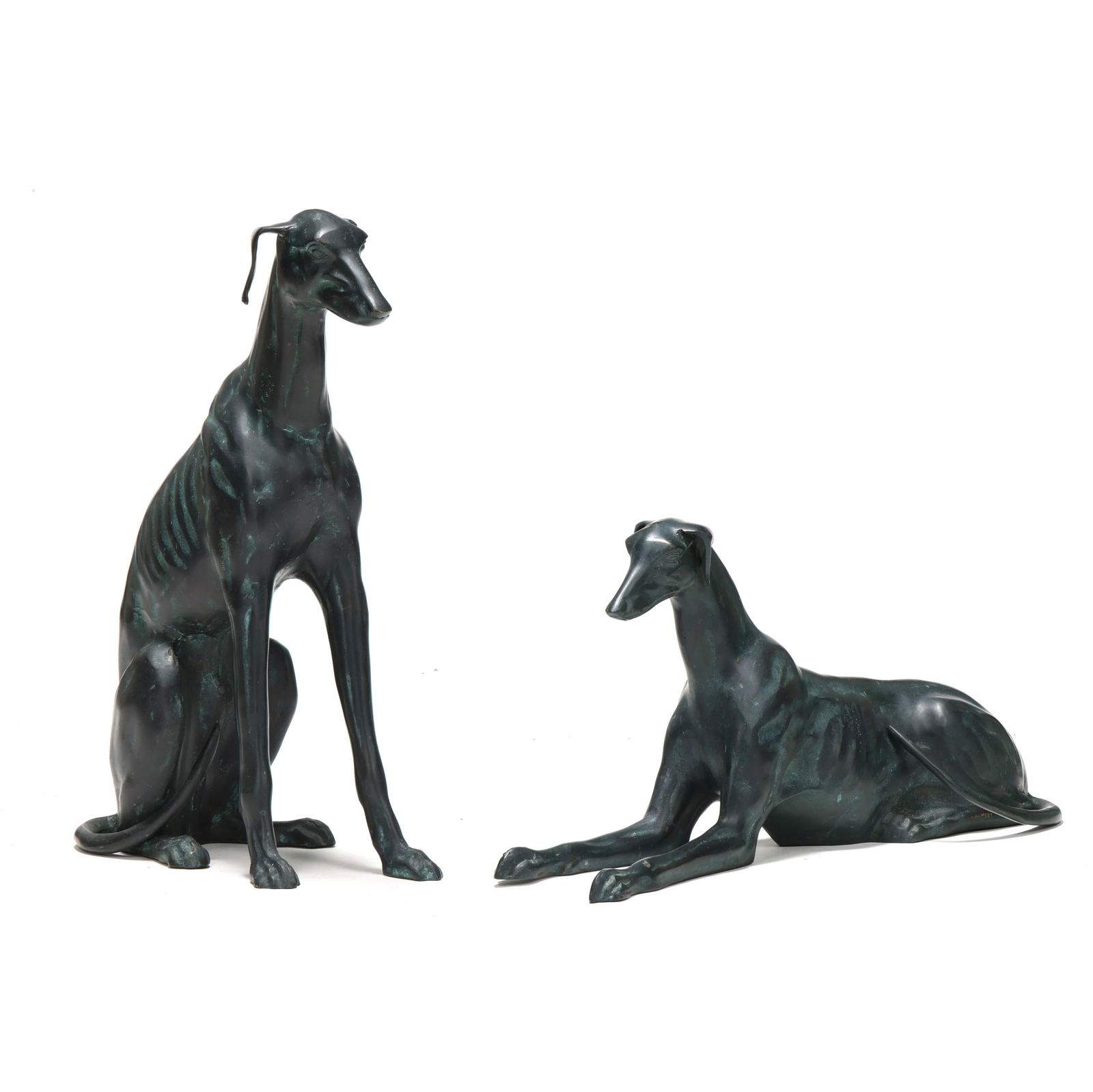 Pair of Decorative Patinated Bronze Sculptures of Hounds (1 of 7)