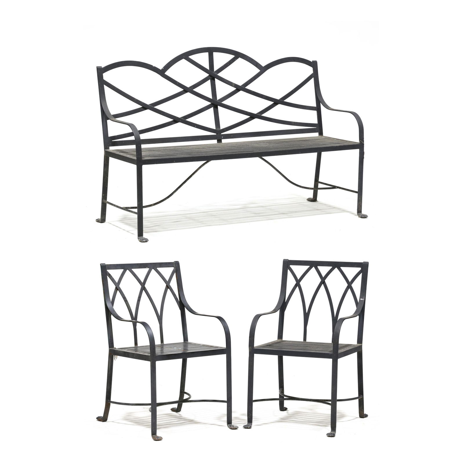 McKinnon and Harris, Vintage Iron Virginia Line Garden Bench and Pair of Chairs (1 of 12)
