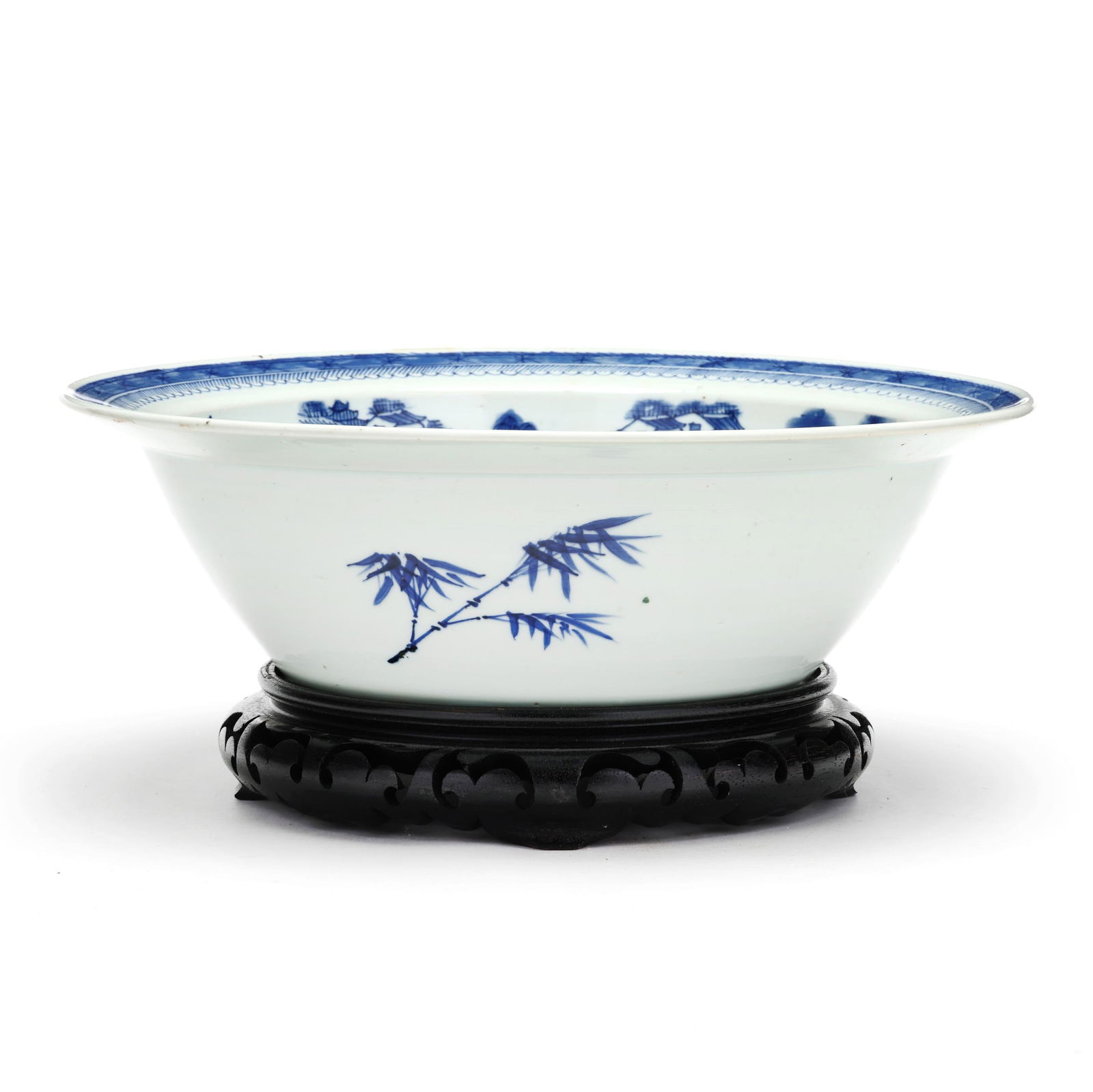 Nanking Cobalt Decorated Porcelain Punch Bowl on Stand (1 of 6)
