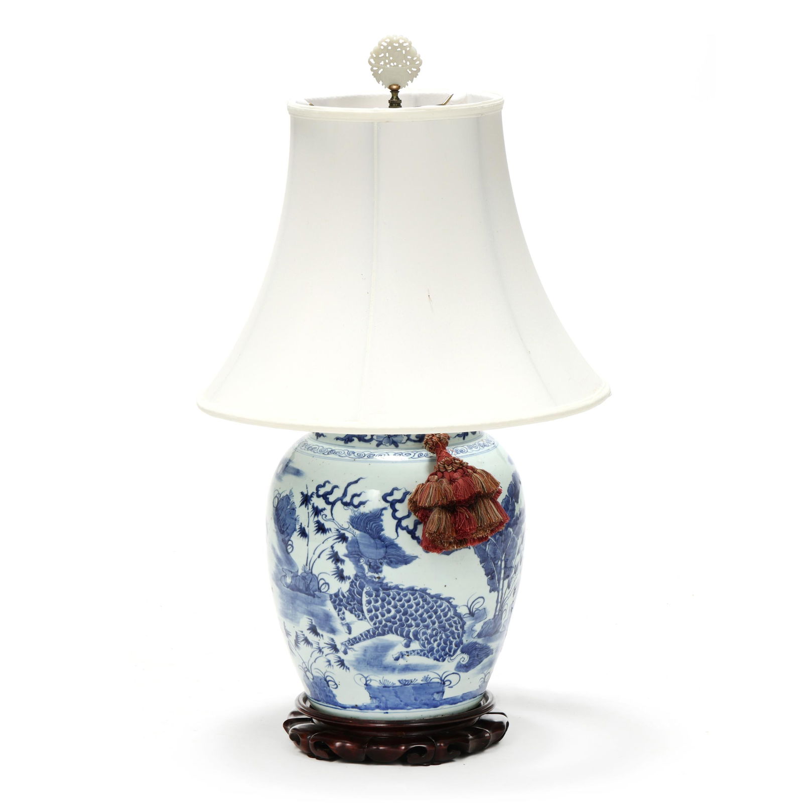 A Large Chinese Porcelain Blue and White Jar Lamp with Qilin (1 of 8)