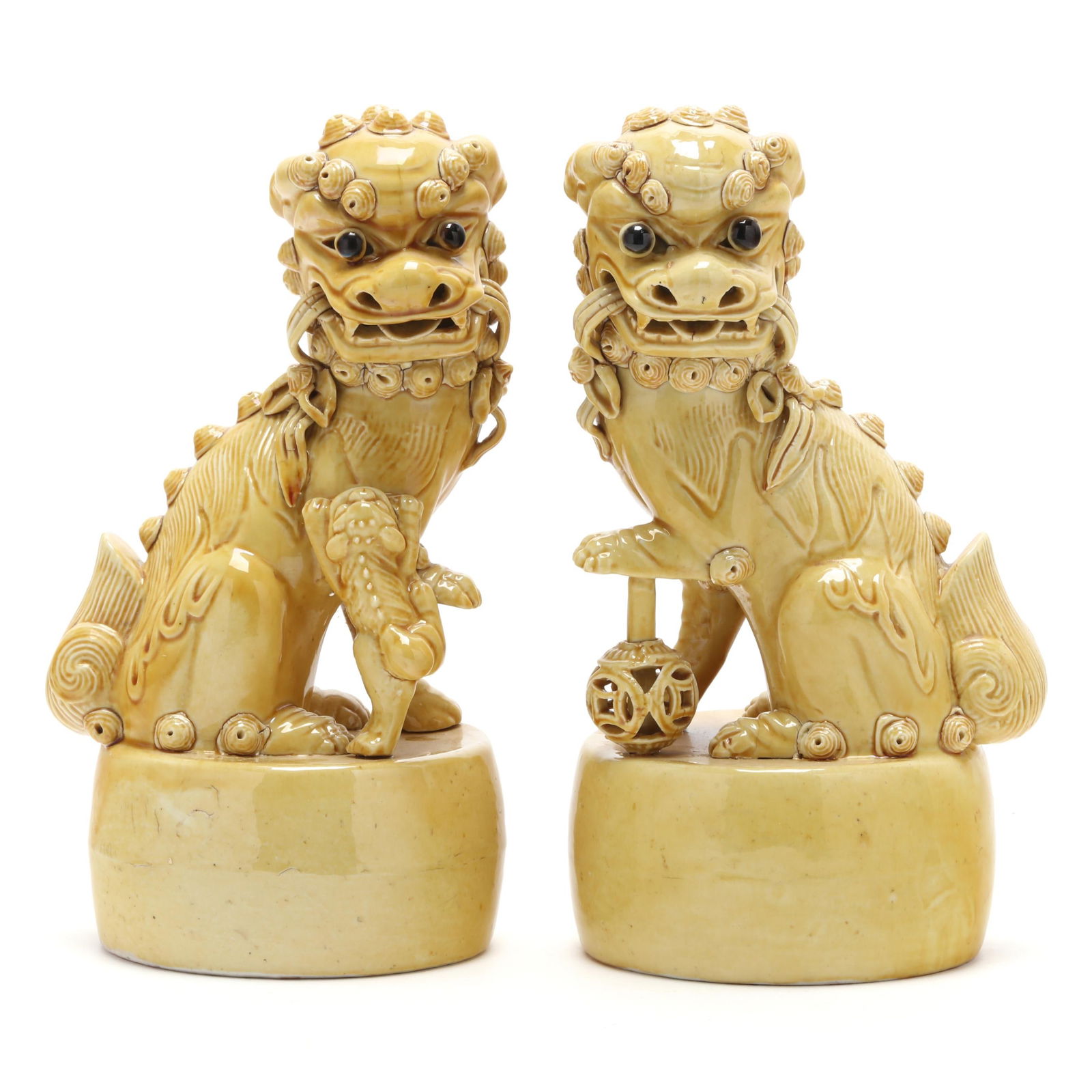 A Pair of Chinese Style Yellow Glazed Porcelain Foo Lions (1 of 6)