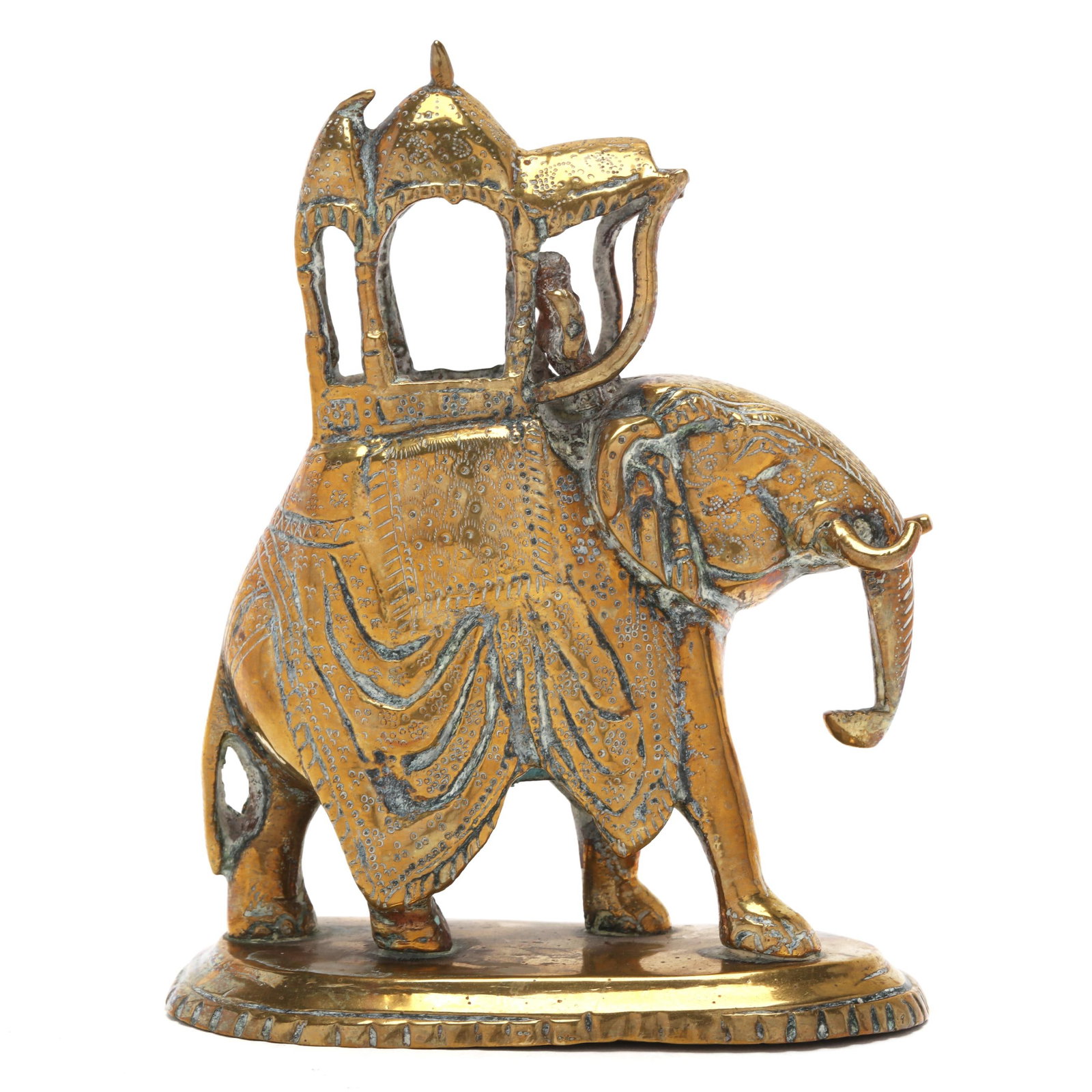A Southeast Asian Brass Elephant with Rider (1 of 5)