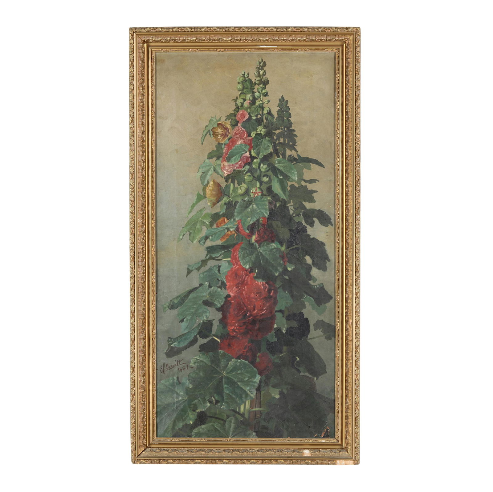 Edward Chalmers Leavitt (American, 1842-1904), Still Life with Hollyhocks (1 of 5)