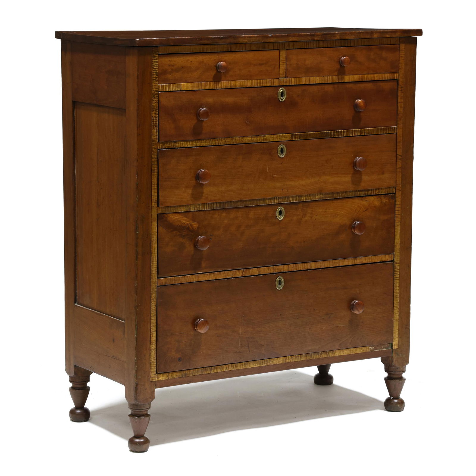 Mid-Atlantic Sheraton Cherry and Maple Chest of Drawers (1 of 8)