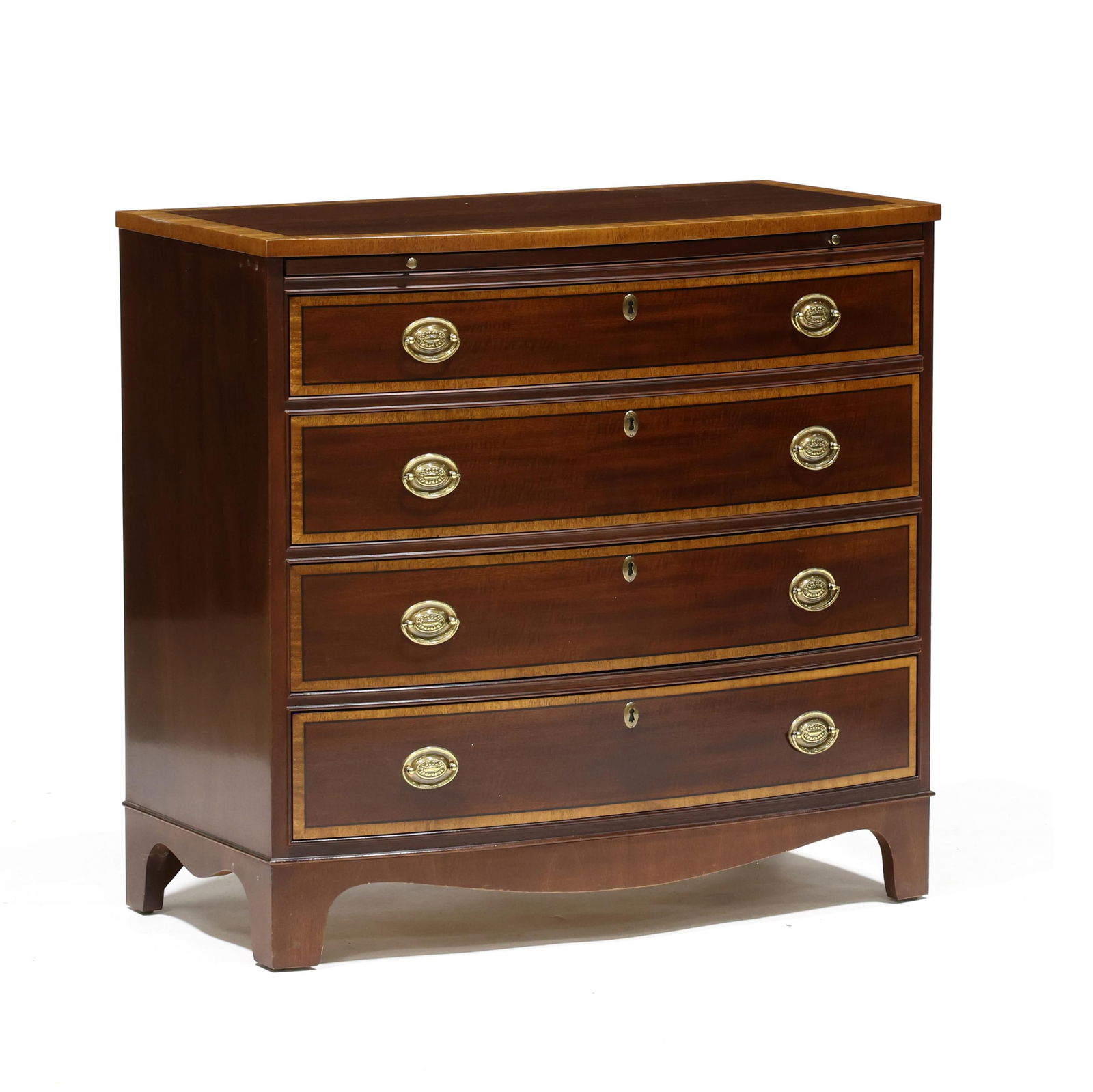 Baker, Chippendale Style Inlaid Mahogany Bow-Front Bachelor's Chest (1 of 9)