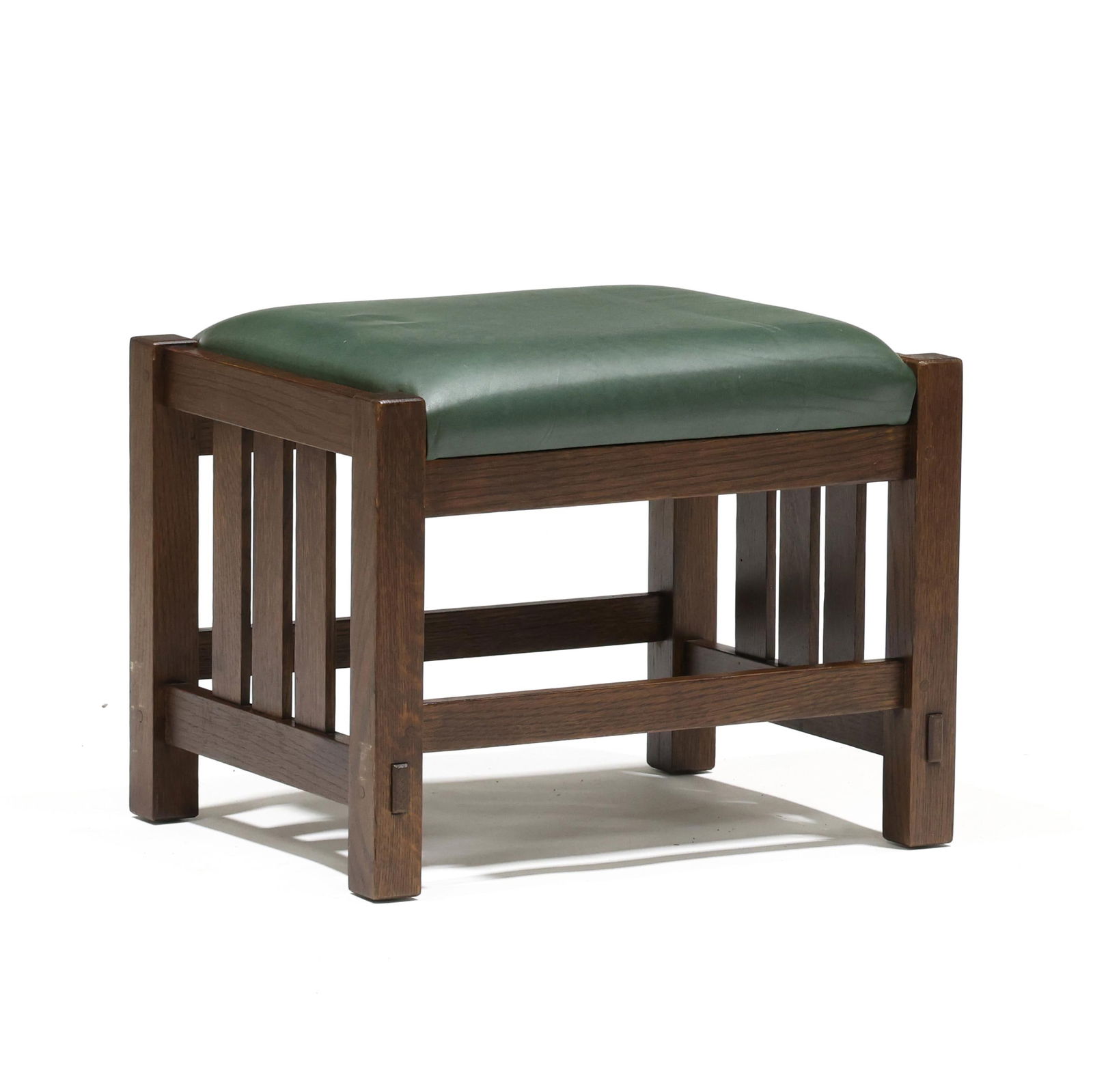 Stickley, Mission Style Oak Leather Footstool (1 of 4)