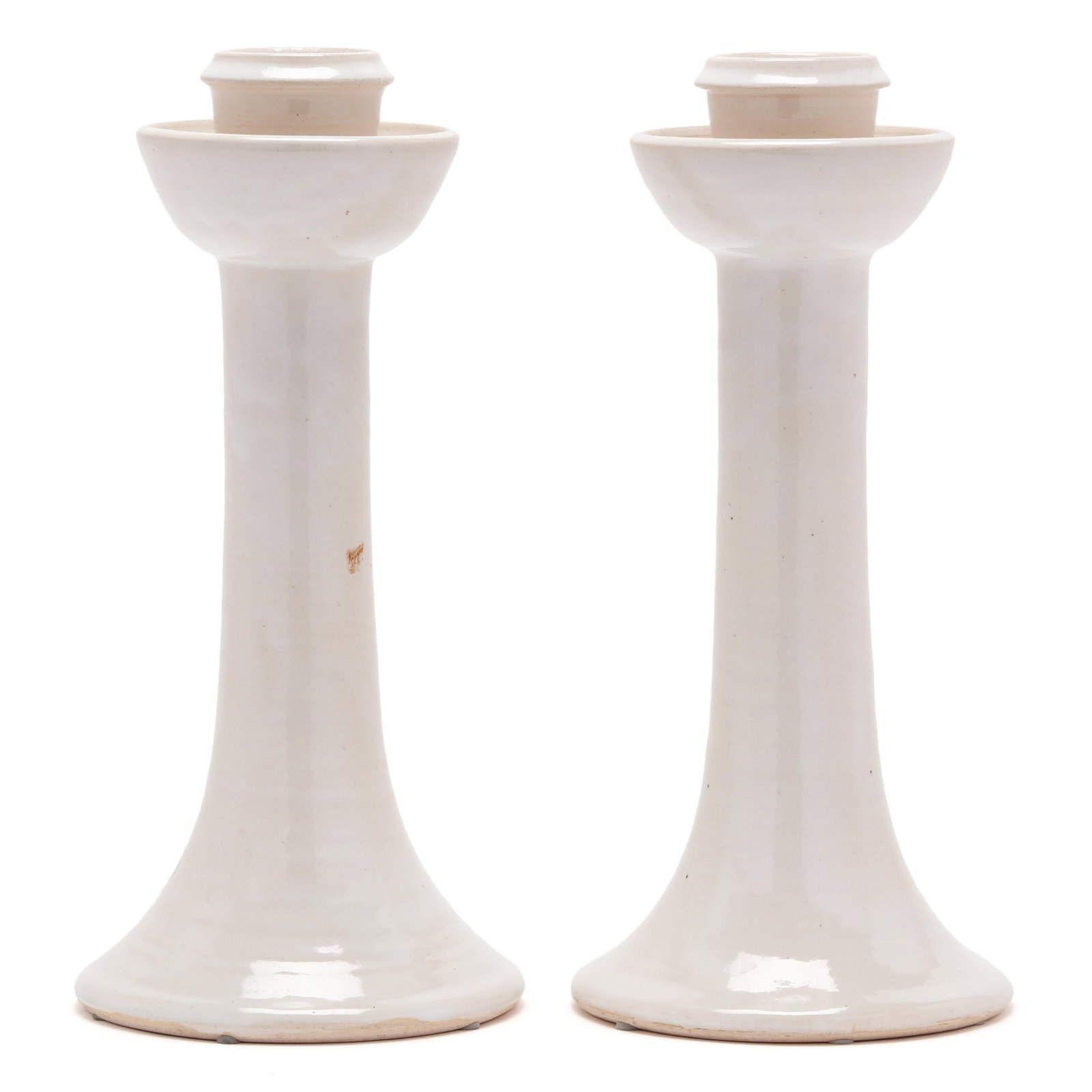 Ben Owen III (Seagrove, NC), Pair of White Glazed Candlesticks (1 of 7)