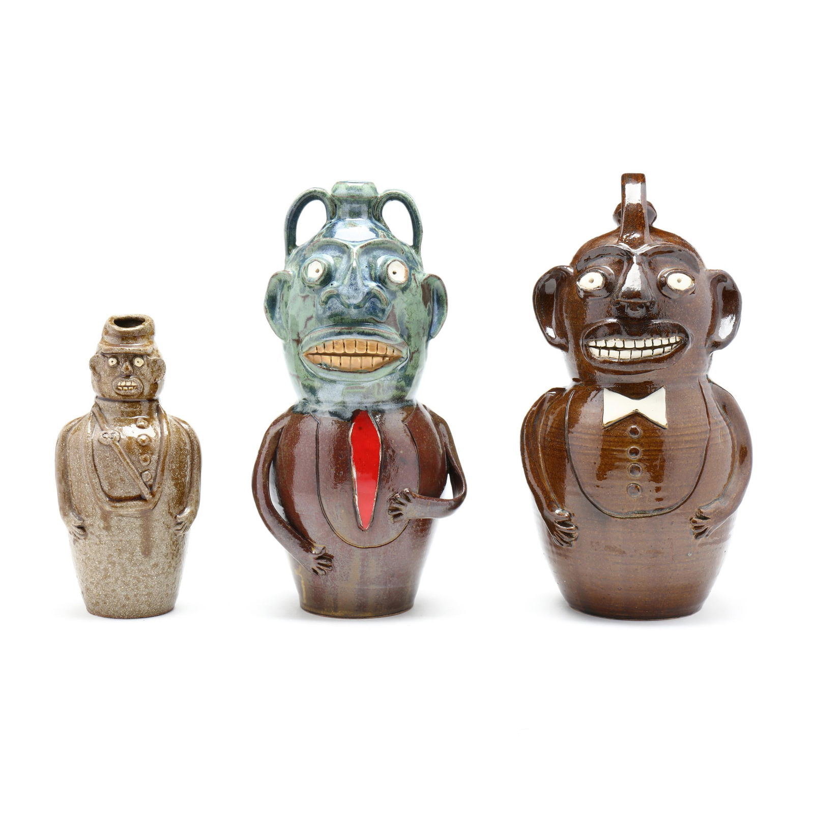 Randy Tobias (NC), Three Figural Folk Art Jugs (1 of 17)
