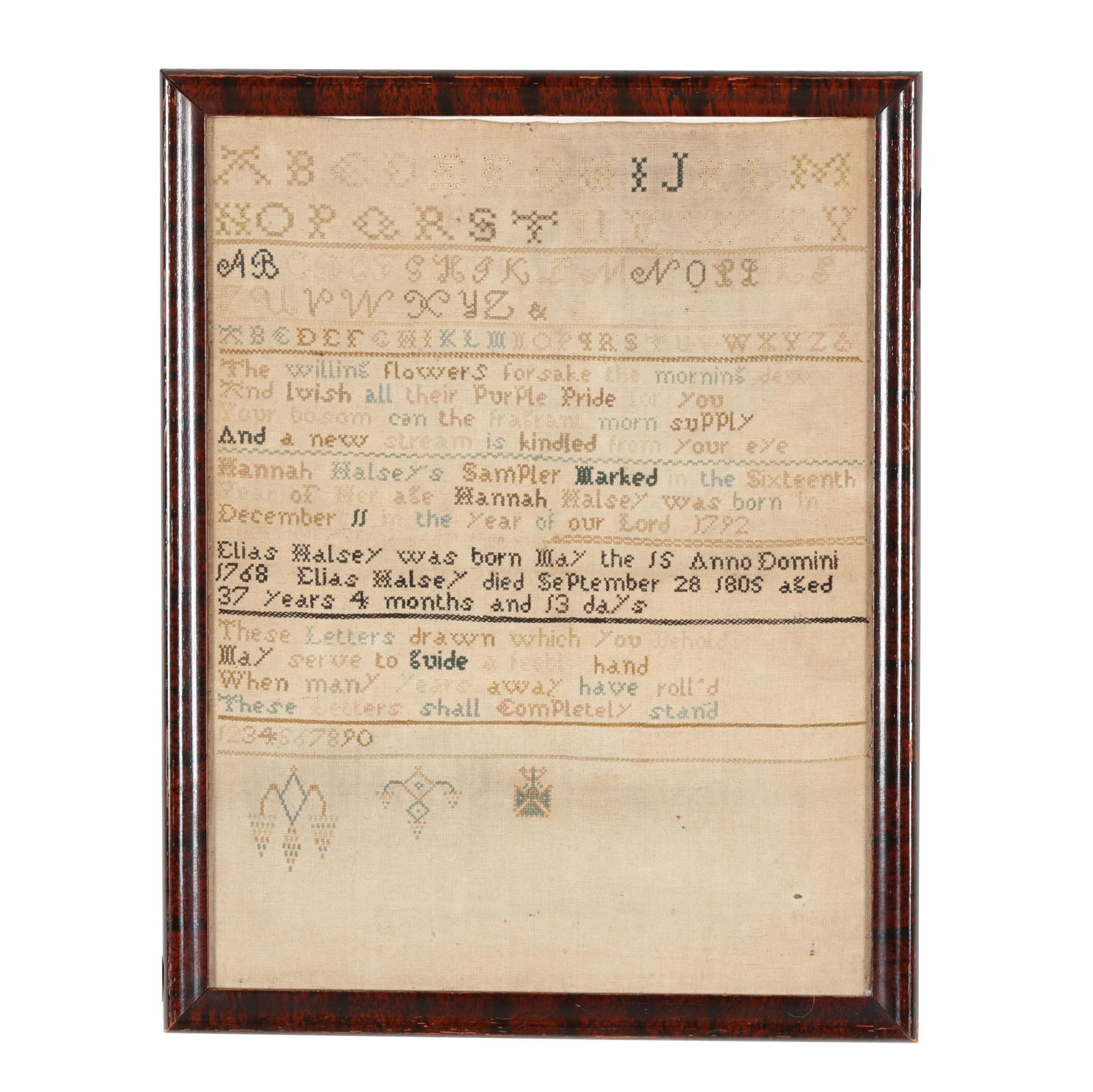 Hannah Halsey's 1808 Embroidered Schoolgirl Sampler (1 of 5)