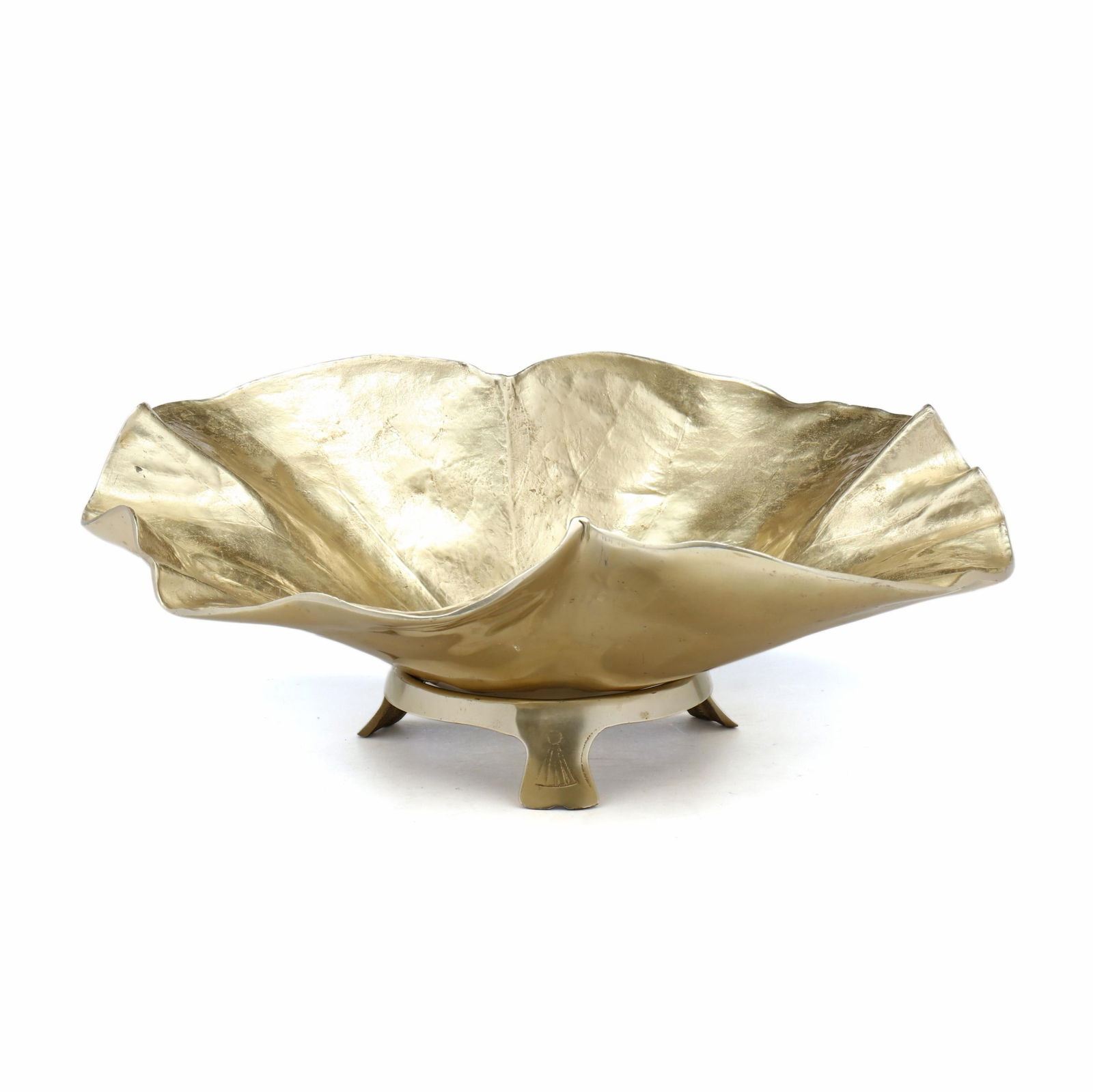 Oskar J.W. Hansen for Virginia Metalcrafters, Brass Lotus Leaf Bowl (1 of 11)