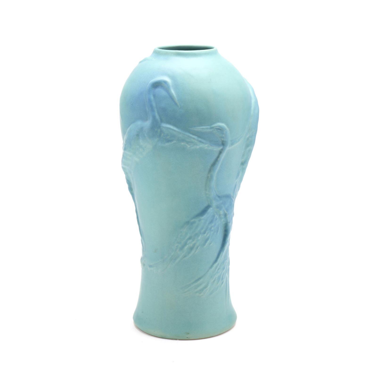 Large Van Briggle Art Pottery Vase with Cranes (1 of 10)