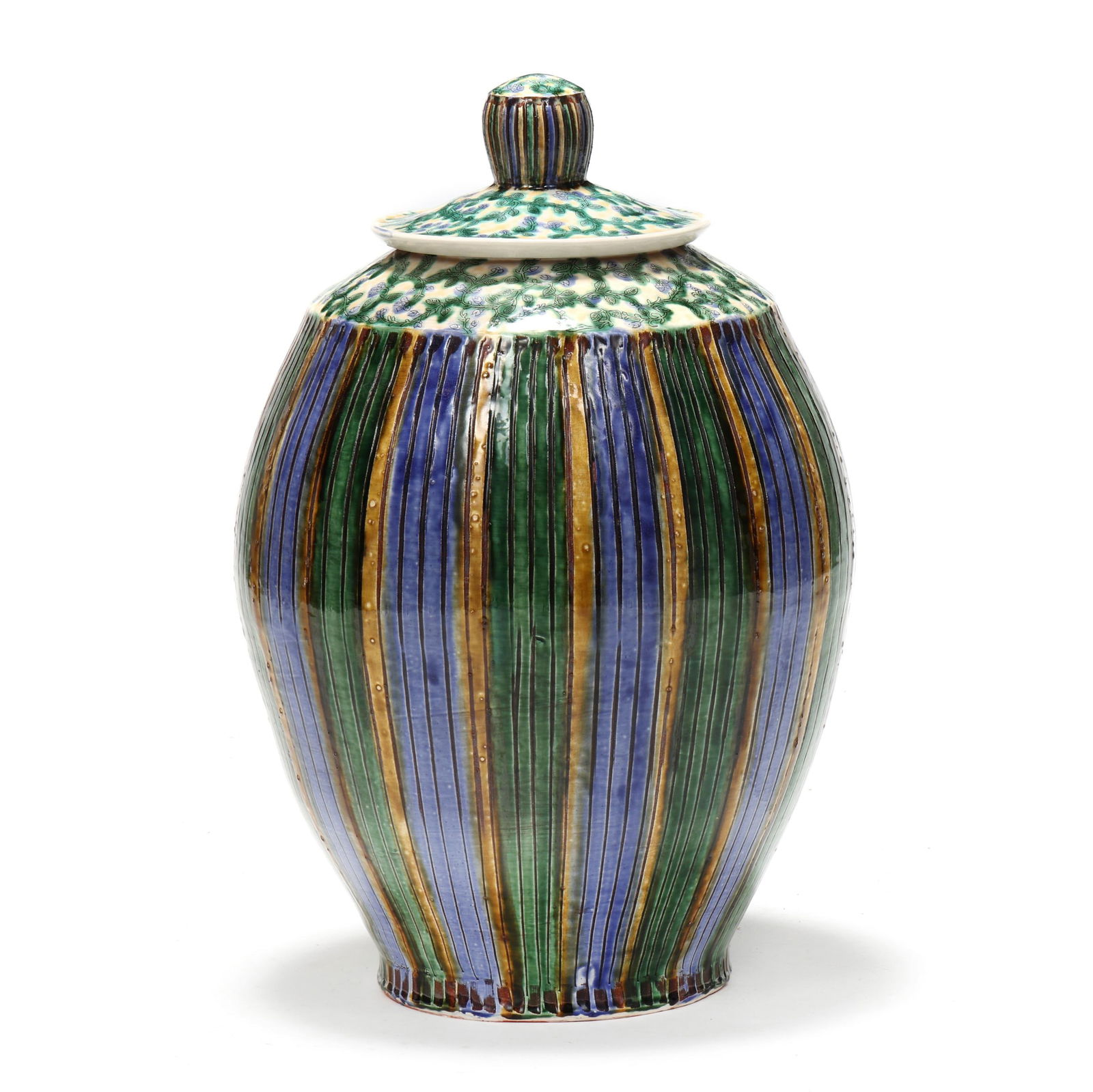 Glazed Terracotta Floor Vessel with Cover (1 of 7)