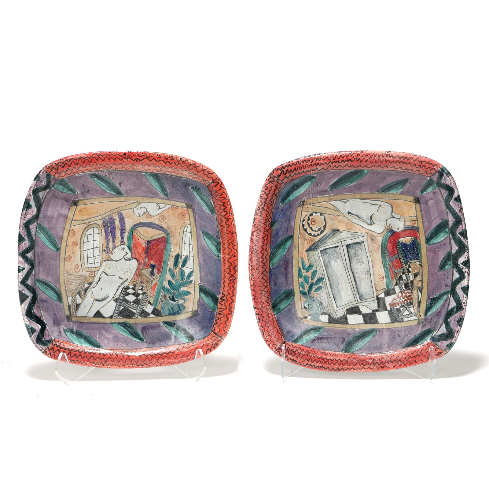 Two Large Modernist Square Chargers (1 of 4)