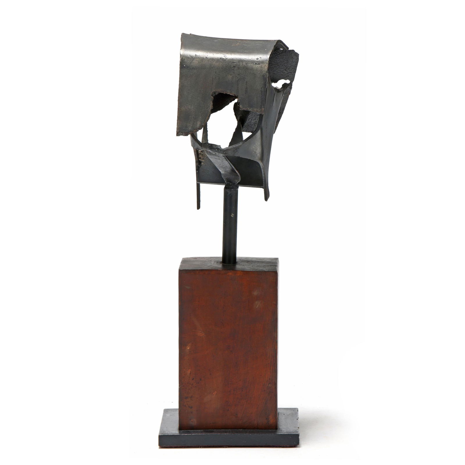 Brutalist Metal Sculpture on Stand (1 of 9)