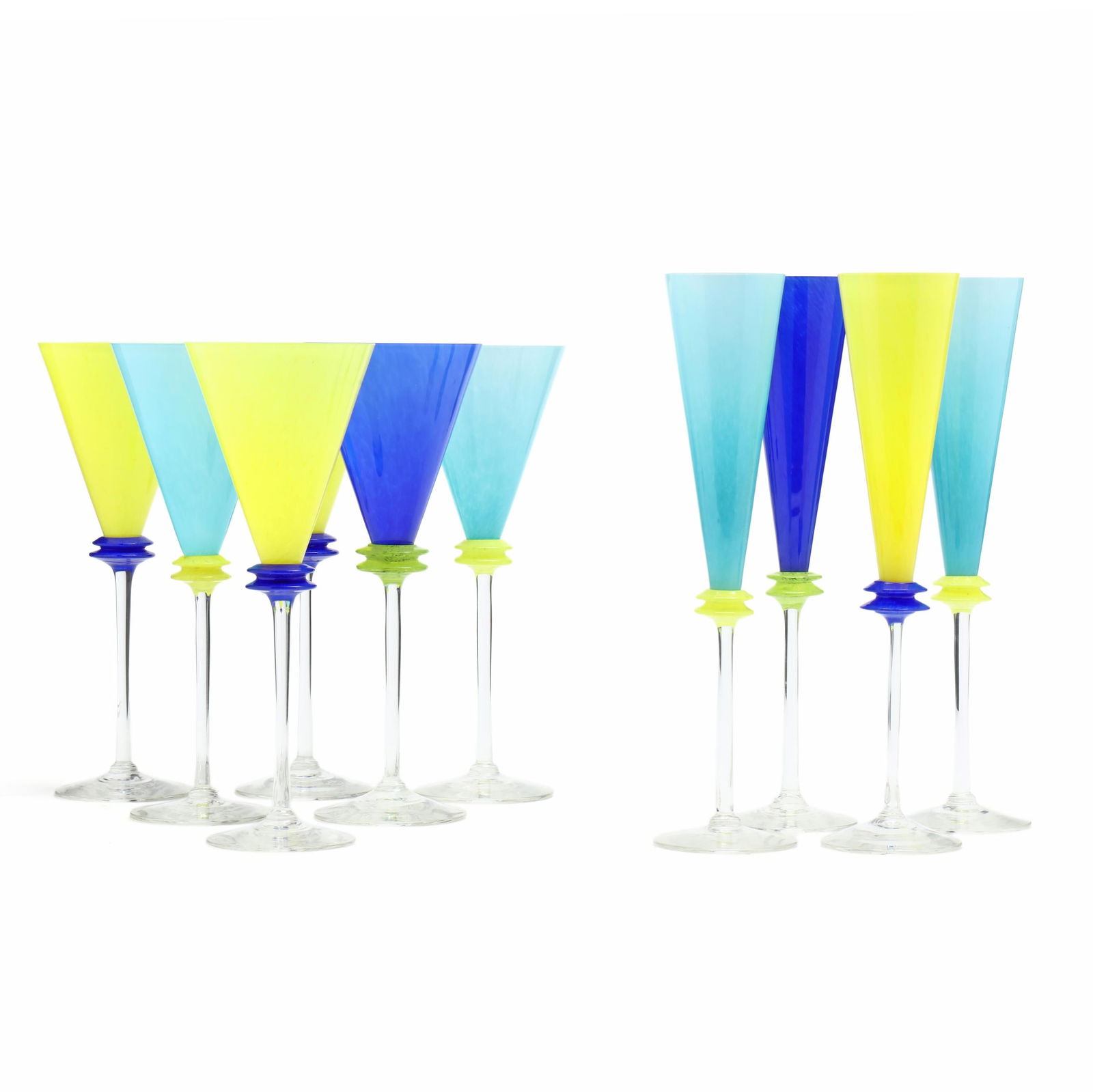 Guy Corrie, Ten Pieces of Memphis Style Glass Stemware (1 of 20)