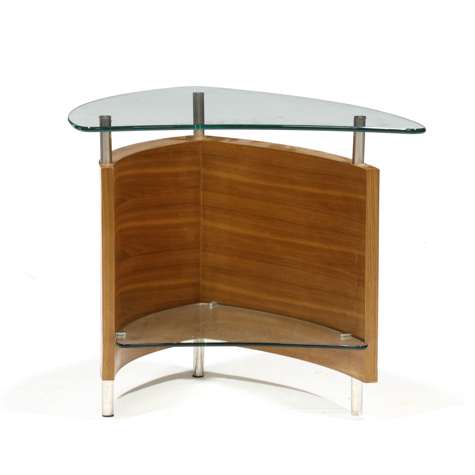 Contemporary Walnut and Glass Side Table (1 of 5)