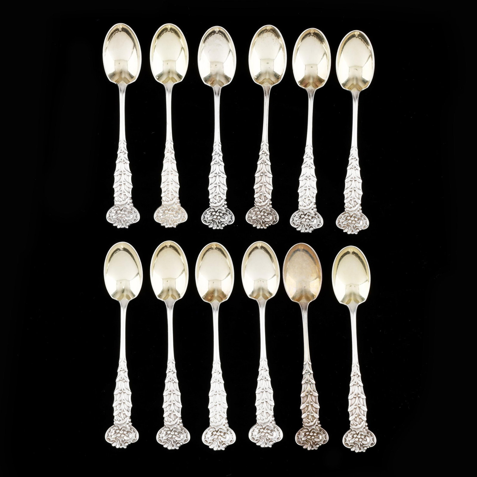 Set of Twelve Tiffany & Co. Holly Sterling Silver Demitasse Spoons (1 of 3)