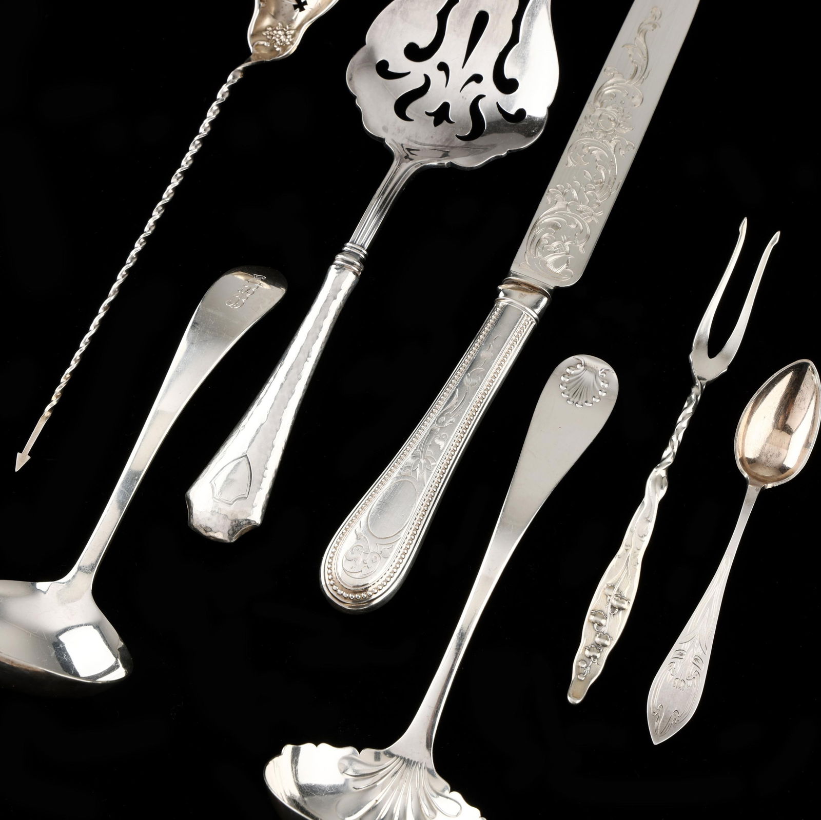 Seven Assorted Silver Flatware Servers - 2