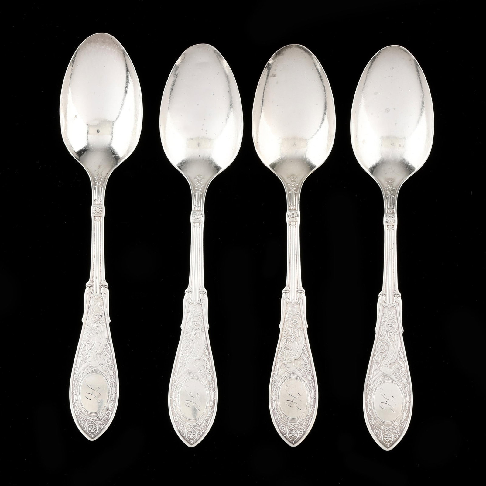 Four Whiting Arabesque Sterling Silver Teaspoons (1 of 3)