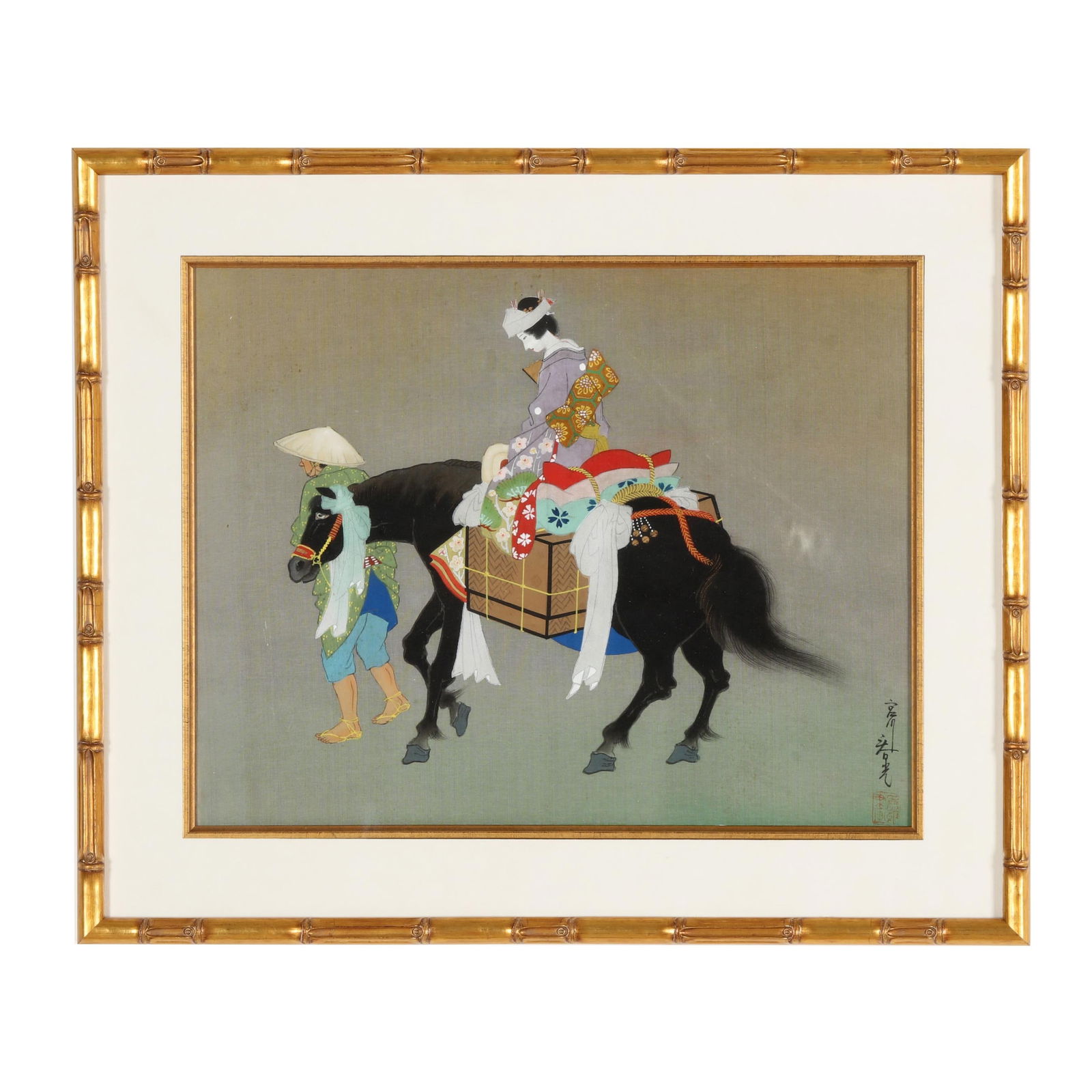 A Japanese Painting of a Woman Riding a Horse (1 of 7)