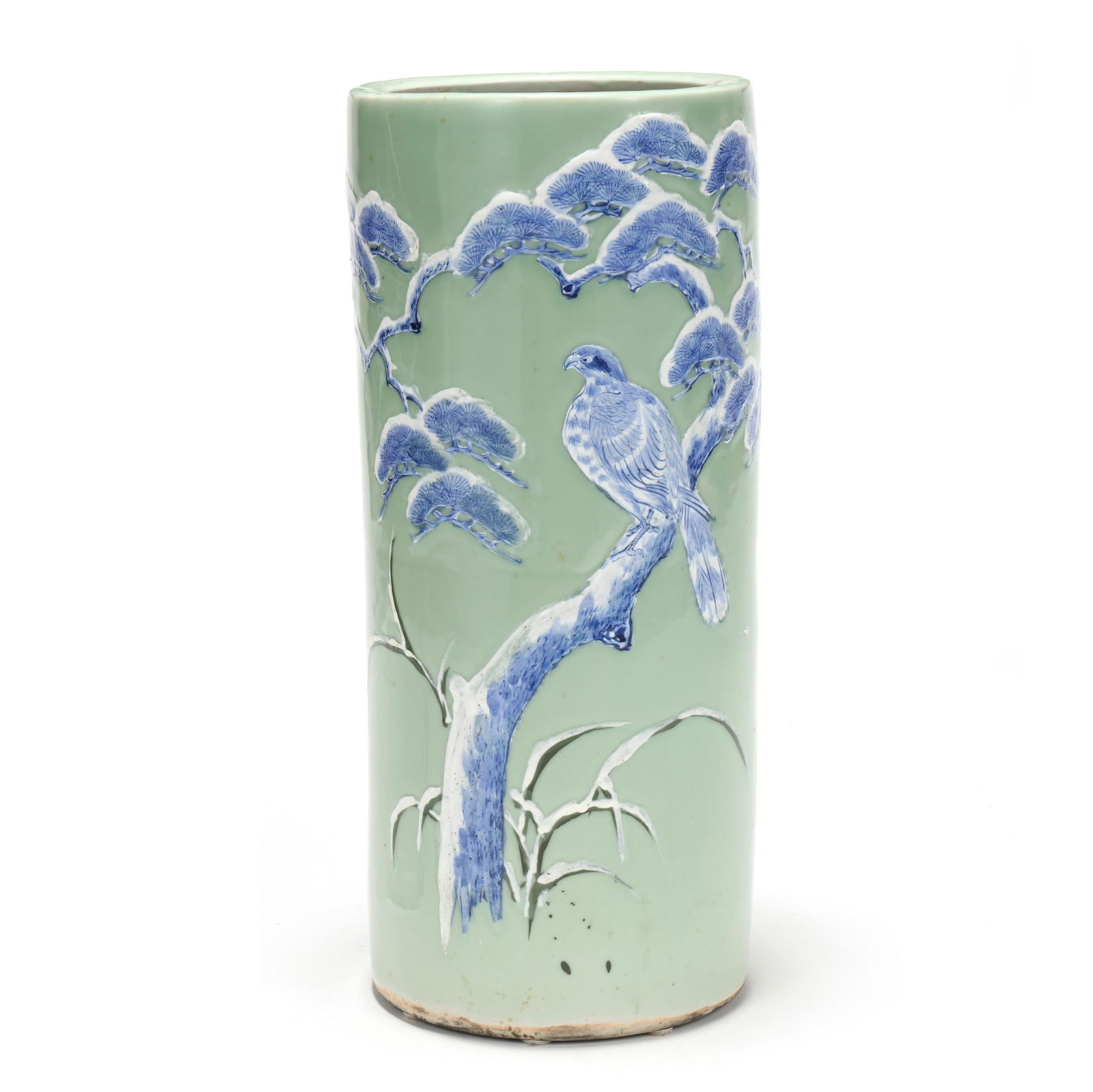 A Japanese Celadon Porcelain Umbrella Stand (1 of 7)