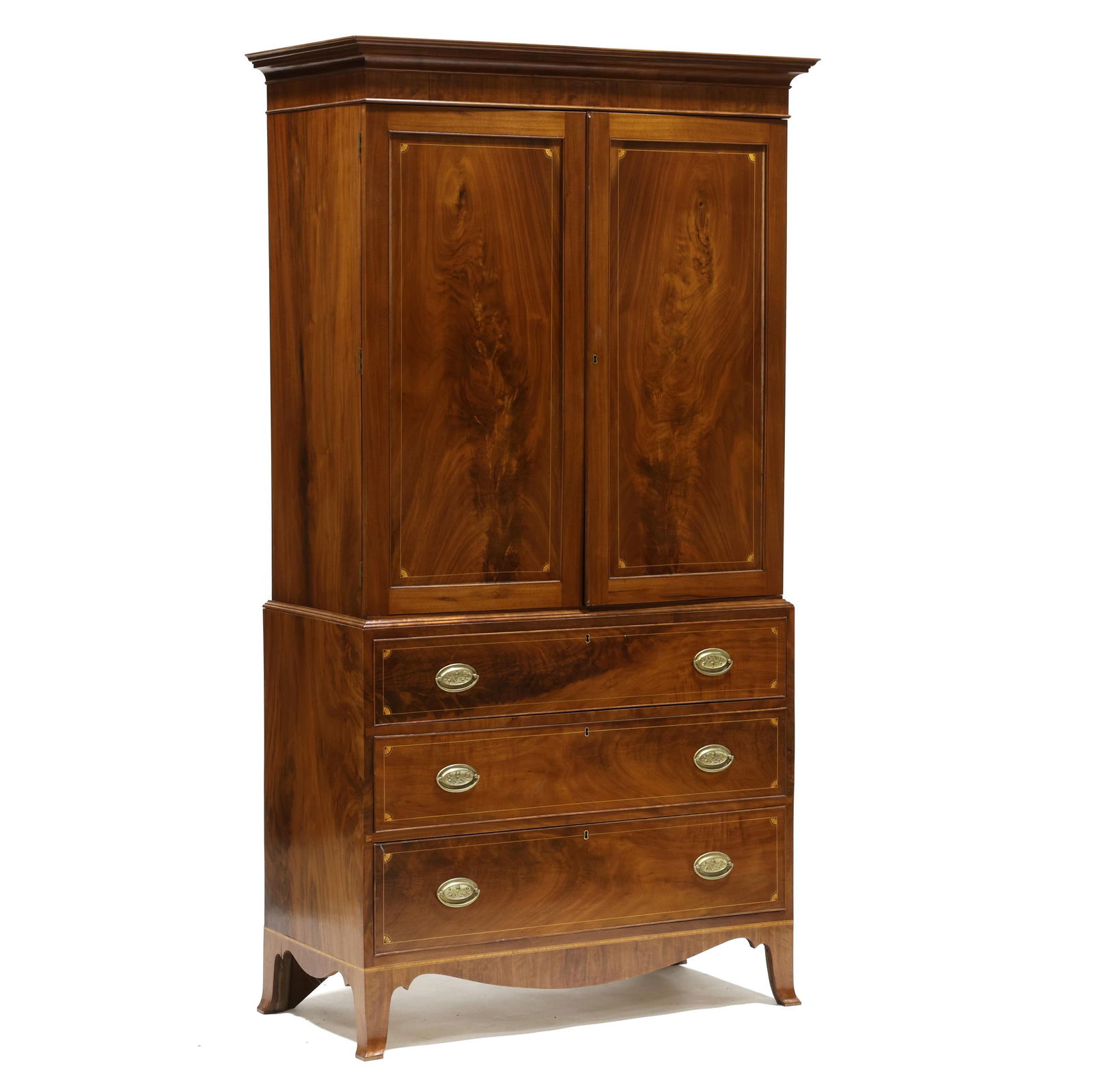 Jim McMartin, Hand-Crafted Georgian Style Inlaid Mahogany Linen Press (1 of 12)