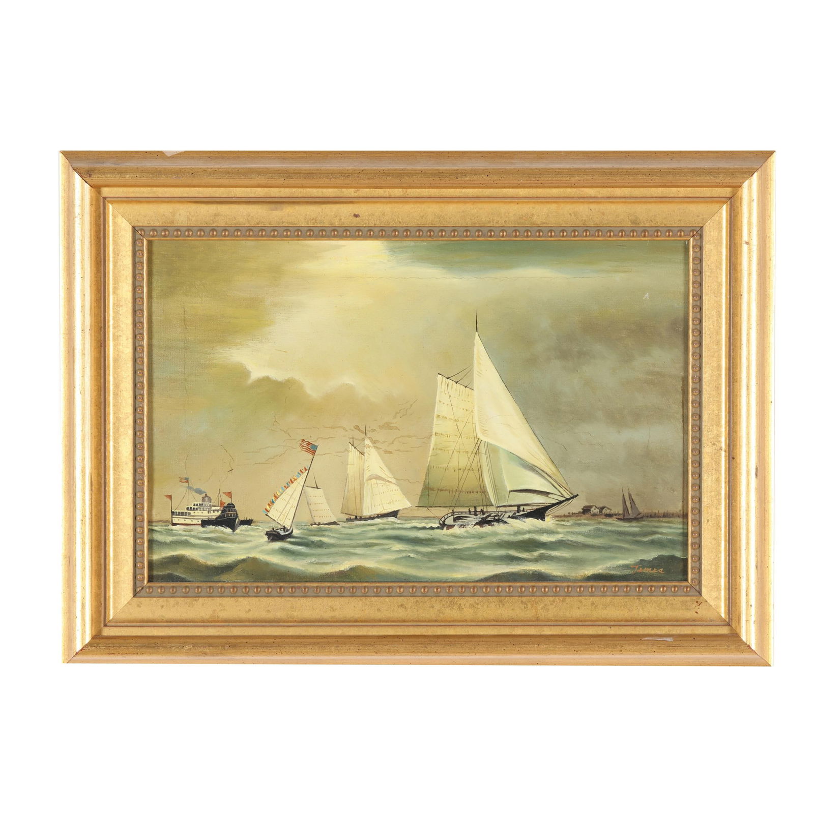 American School (20th Century), Ships at Sea, Signed (1 of 5)