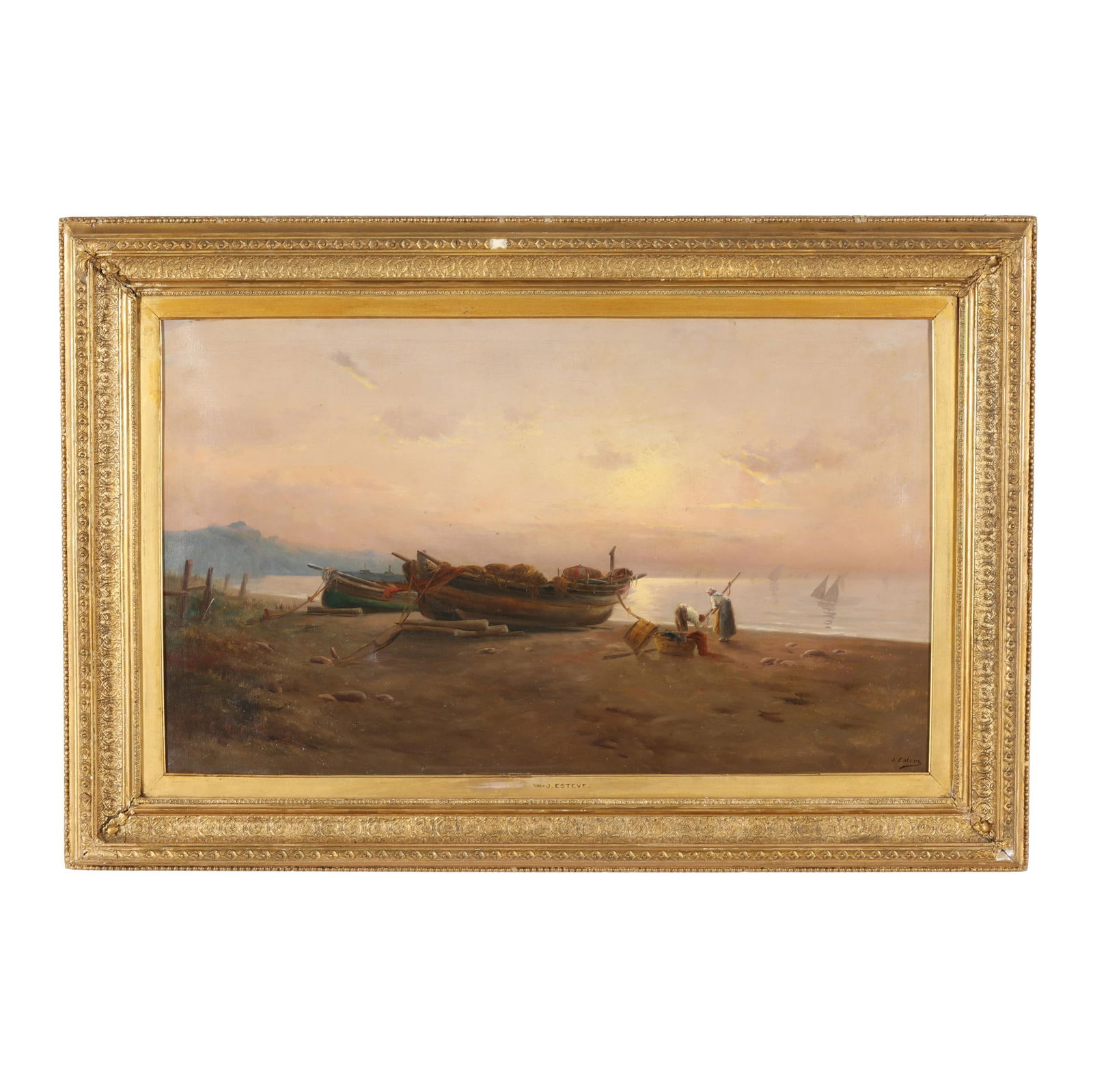 J. Esteve (Continental, Late 19th Century), Fishing Boats Ashore (1 of 9)
