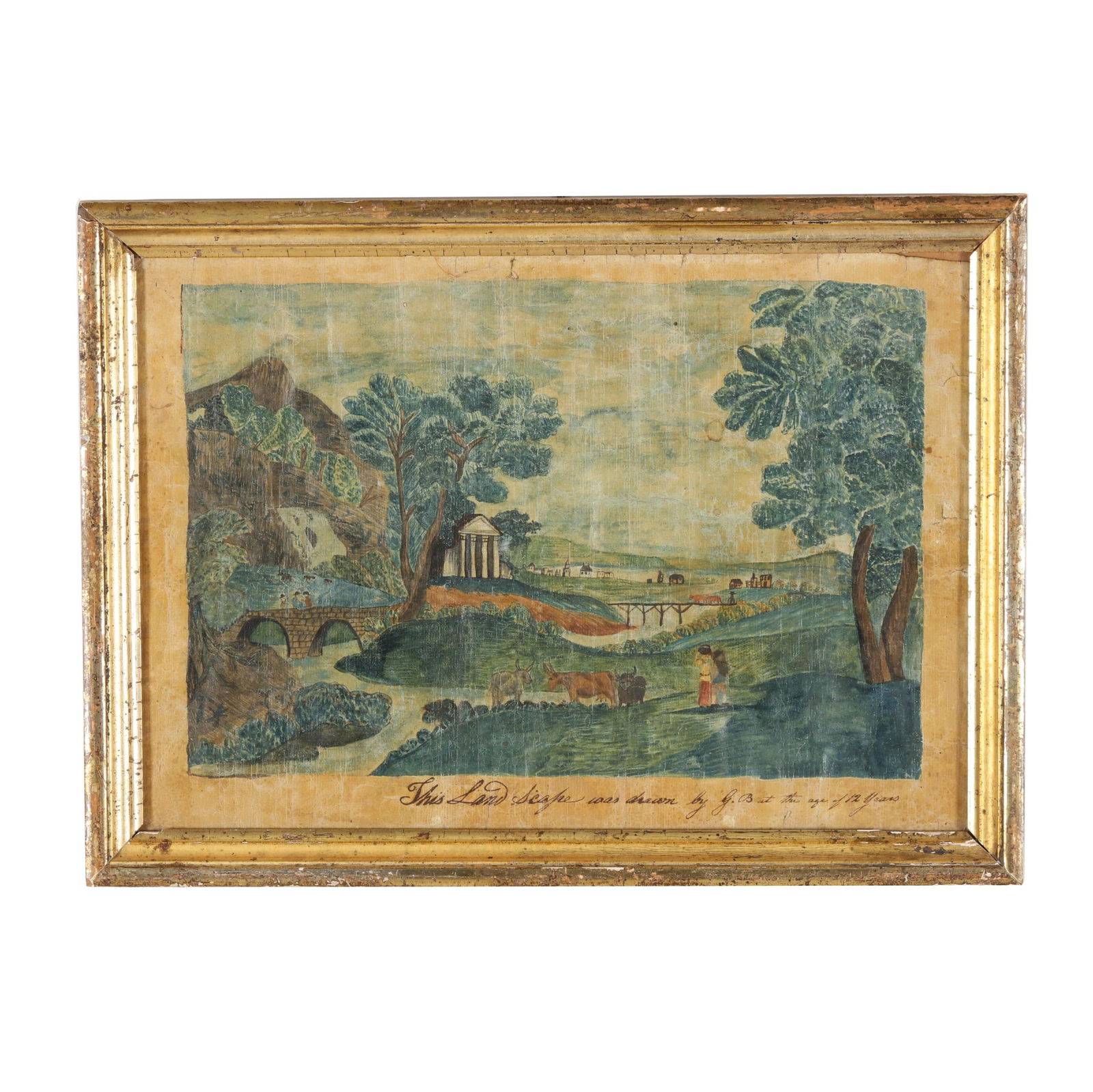 Framed Antique Child's Landscape Painting (1 of 5)