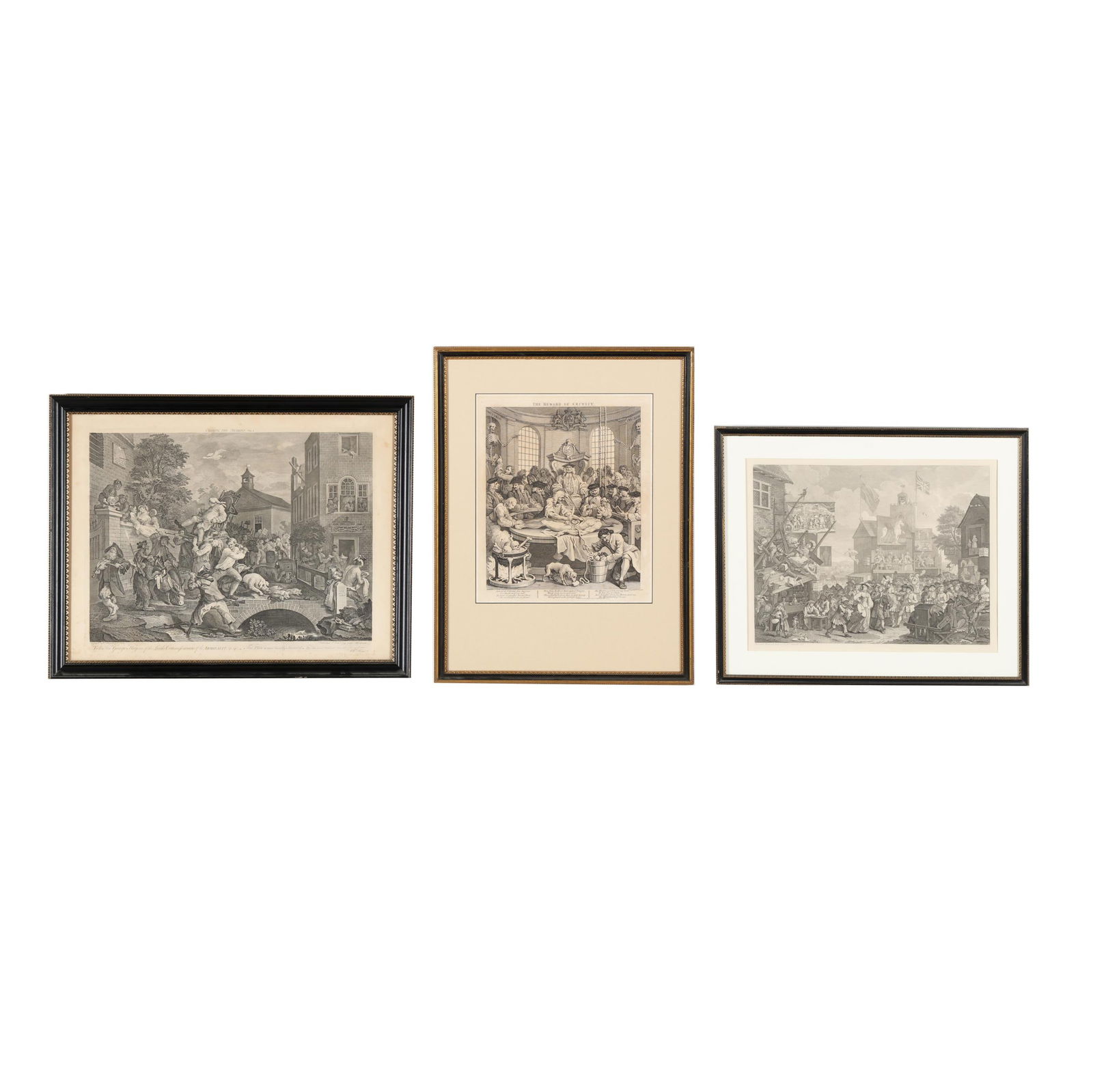 William Hogarth (English, 1697-1764), Three Framed Engravings (1 of 13)