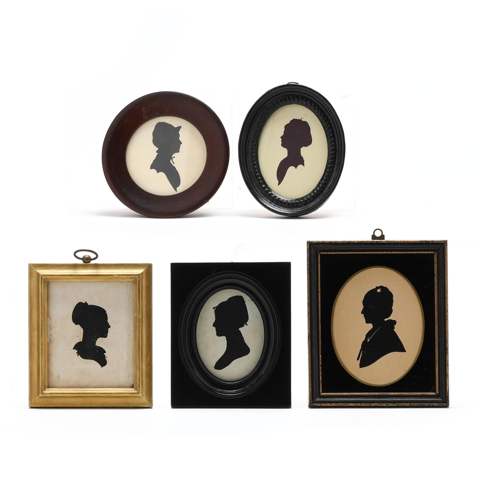 Five Antique Hollow Cut Portrait Silhouettes of Women (1 of 6)