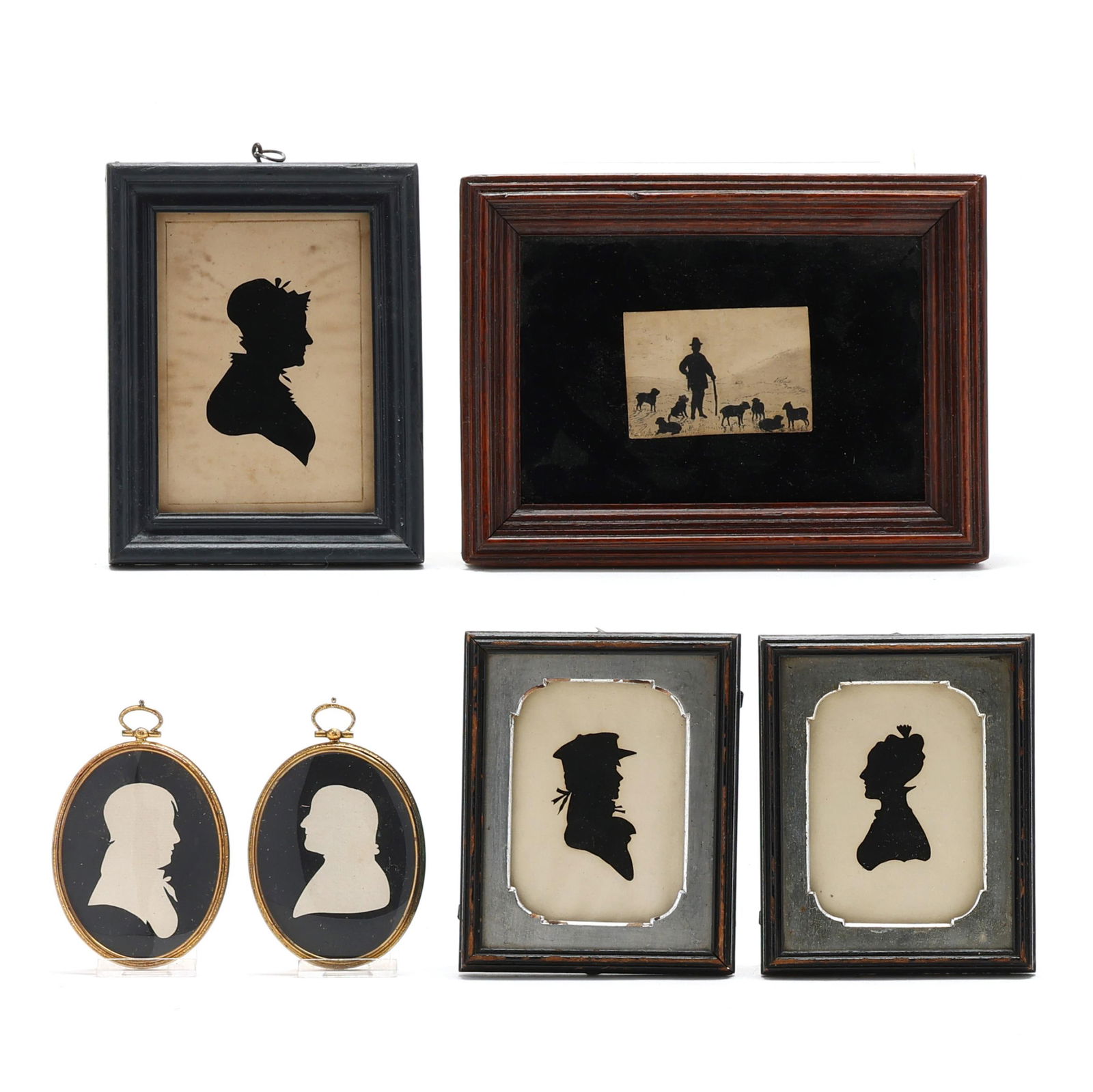 Collection of Six Framed Cut Profile Silhouettes, including North Carolina Interest (1 of 8)